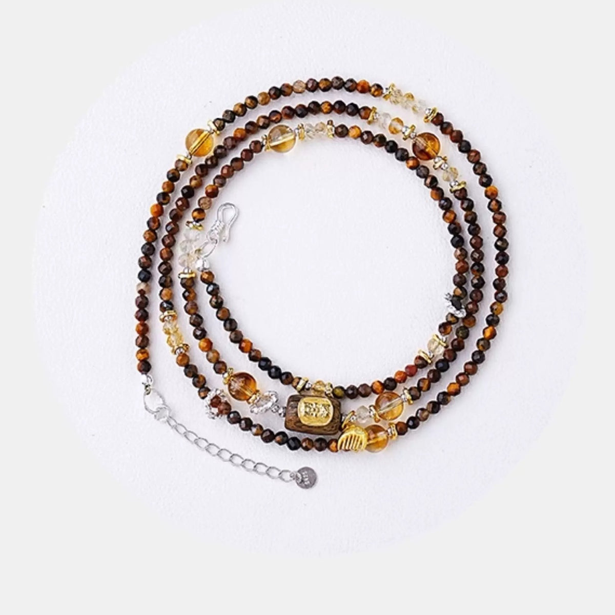 MINROON Annual Rings tiger's eye and agarwood wrap necklace