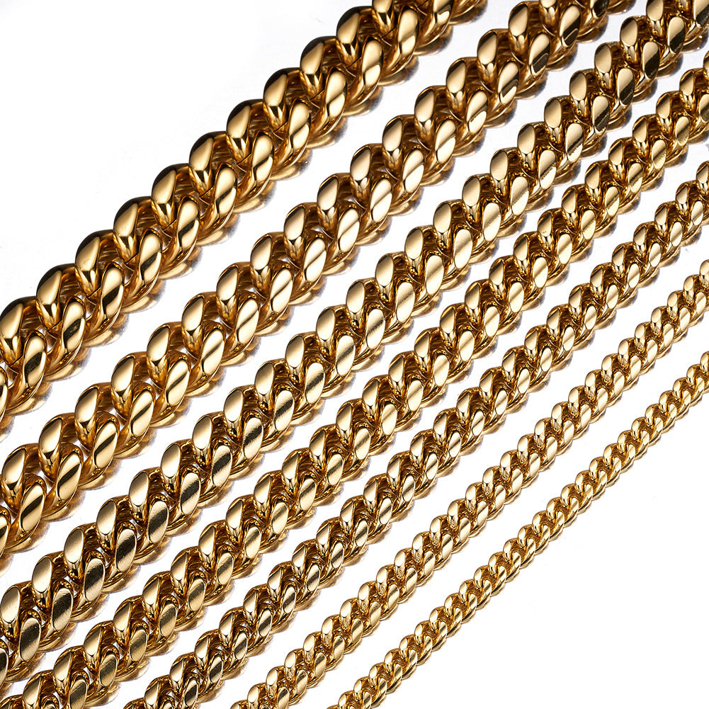 6-20mm Cuban chain and bracelet set, 18K Gold