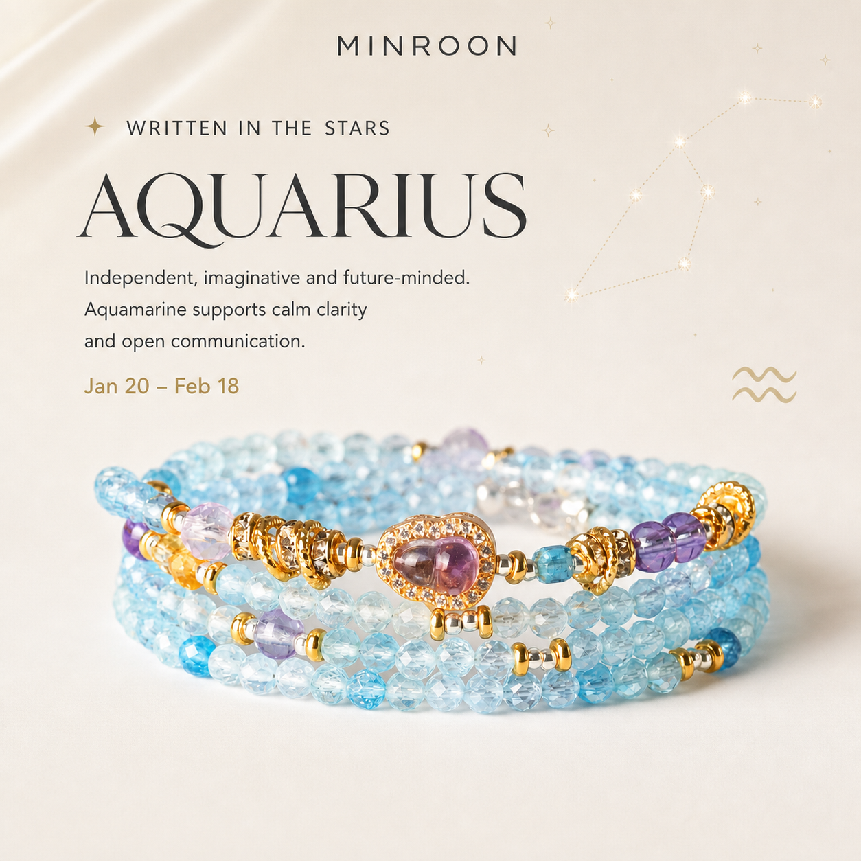 Aquarius aquamarine zodiac bracelet story