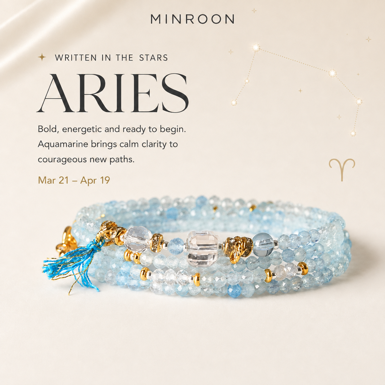 Aries aquamarine zodiac bracelet story