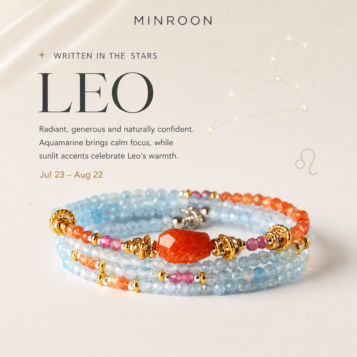 Leo aquamarine zodiac bracelet story