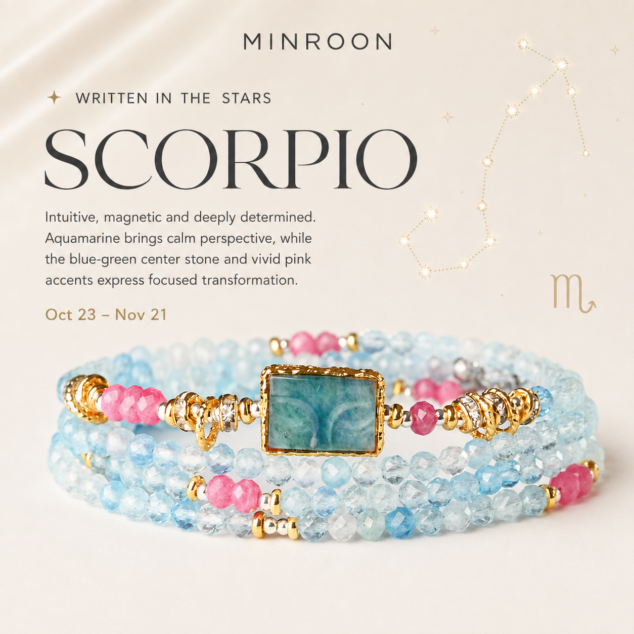 Scorpio aquamarine zodiac bracelet story