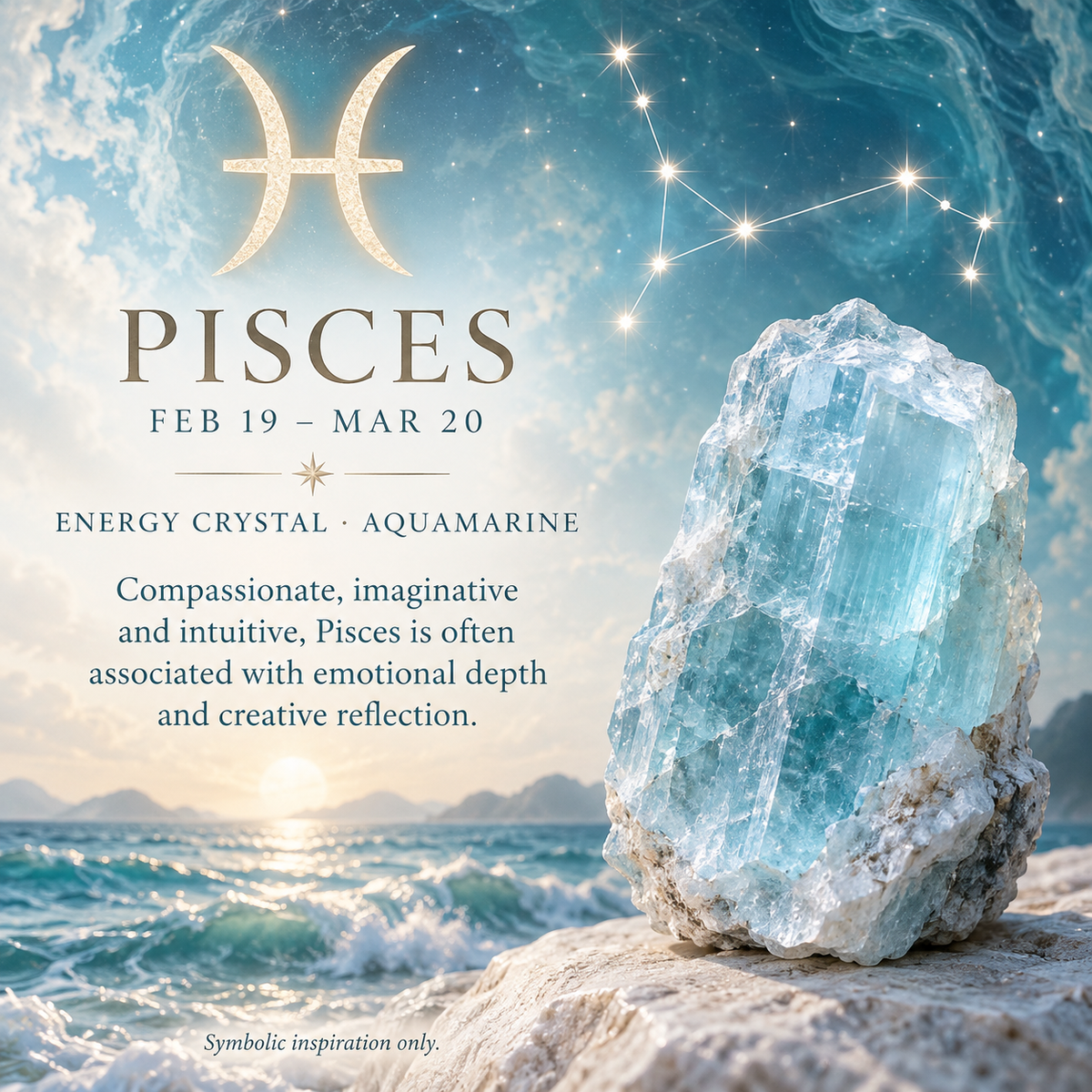 Pisces Aquamarine symbolic crystal meaning artwork