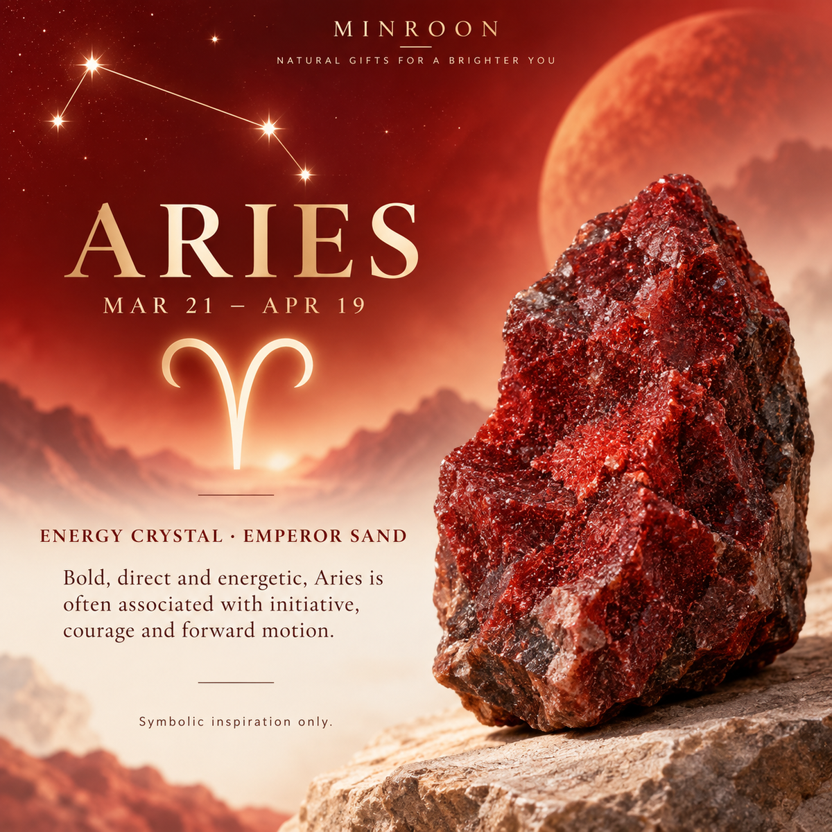 Aries Emperor Sand symbolic crystal meaning artwork