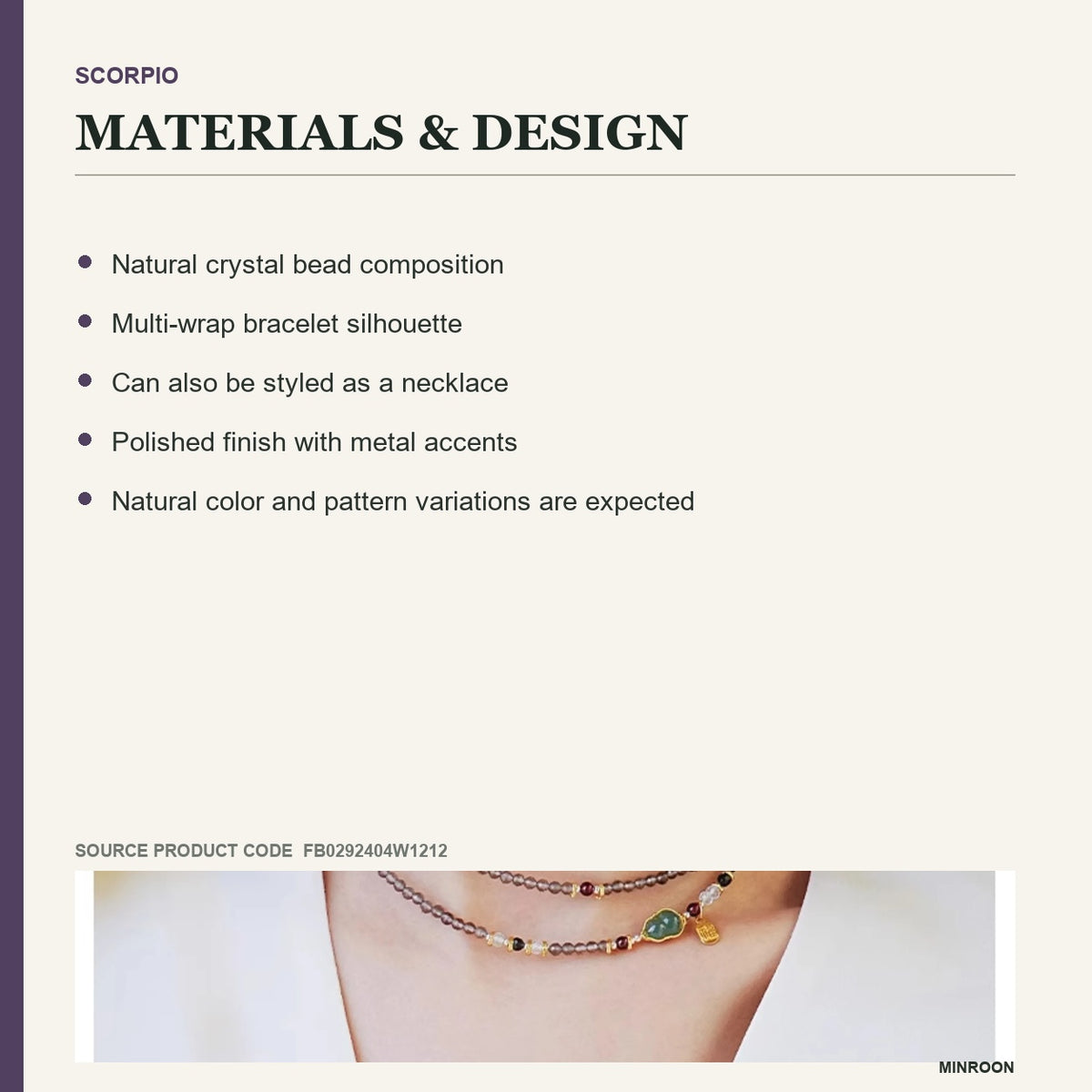 Scorpio Ice Obsidian Zodiac Wrap Bracelet materials and design details