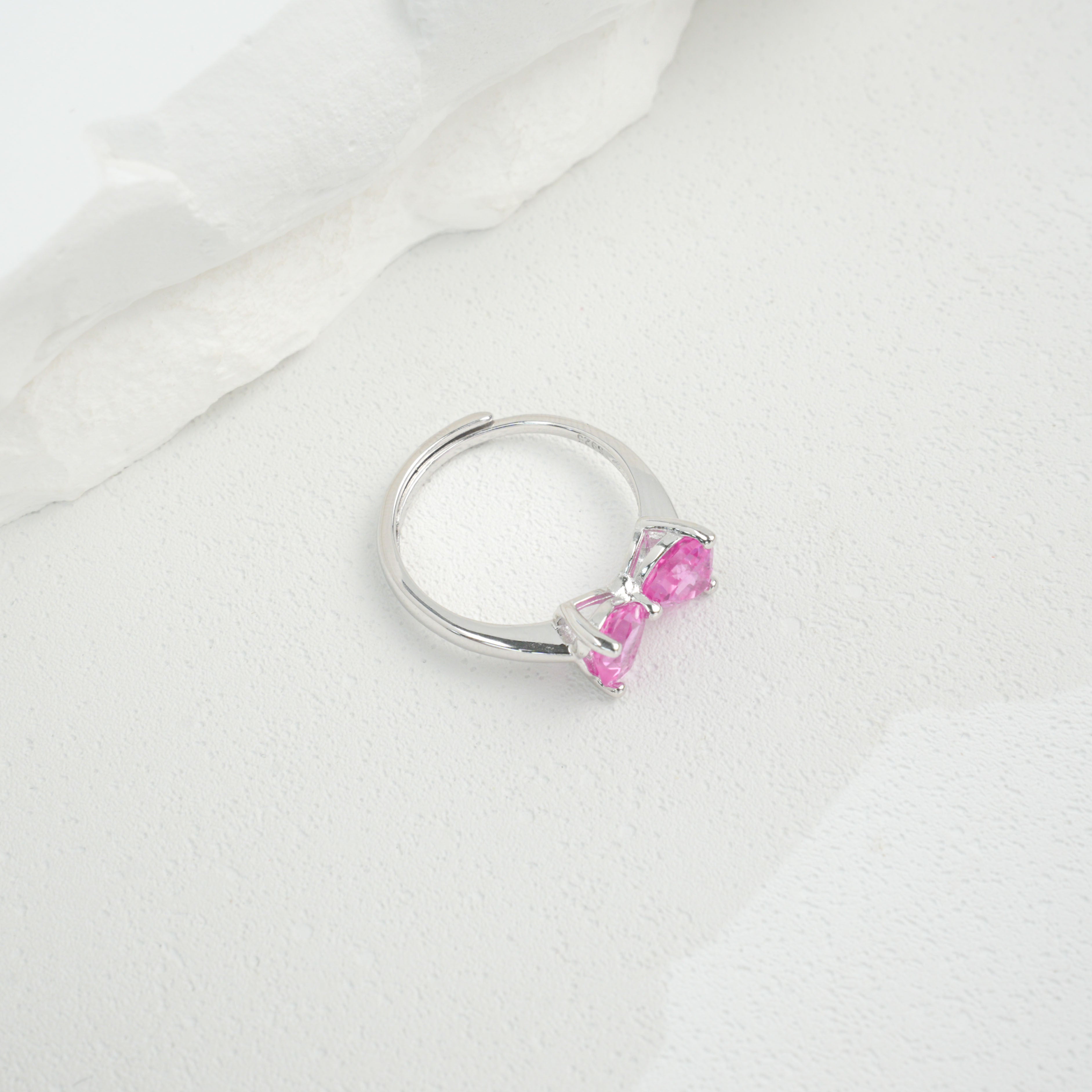 Lab-Grown Padparadscha - Double-Heart Soft Crimson Ring