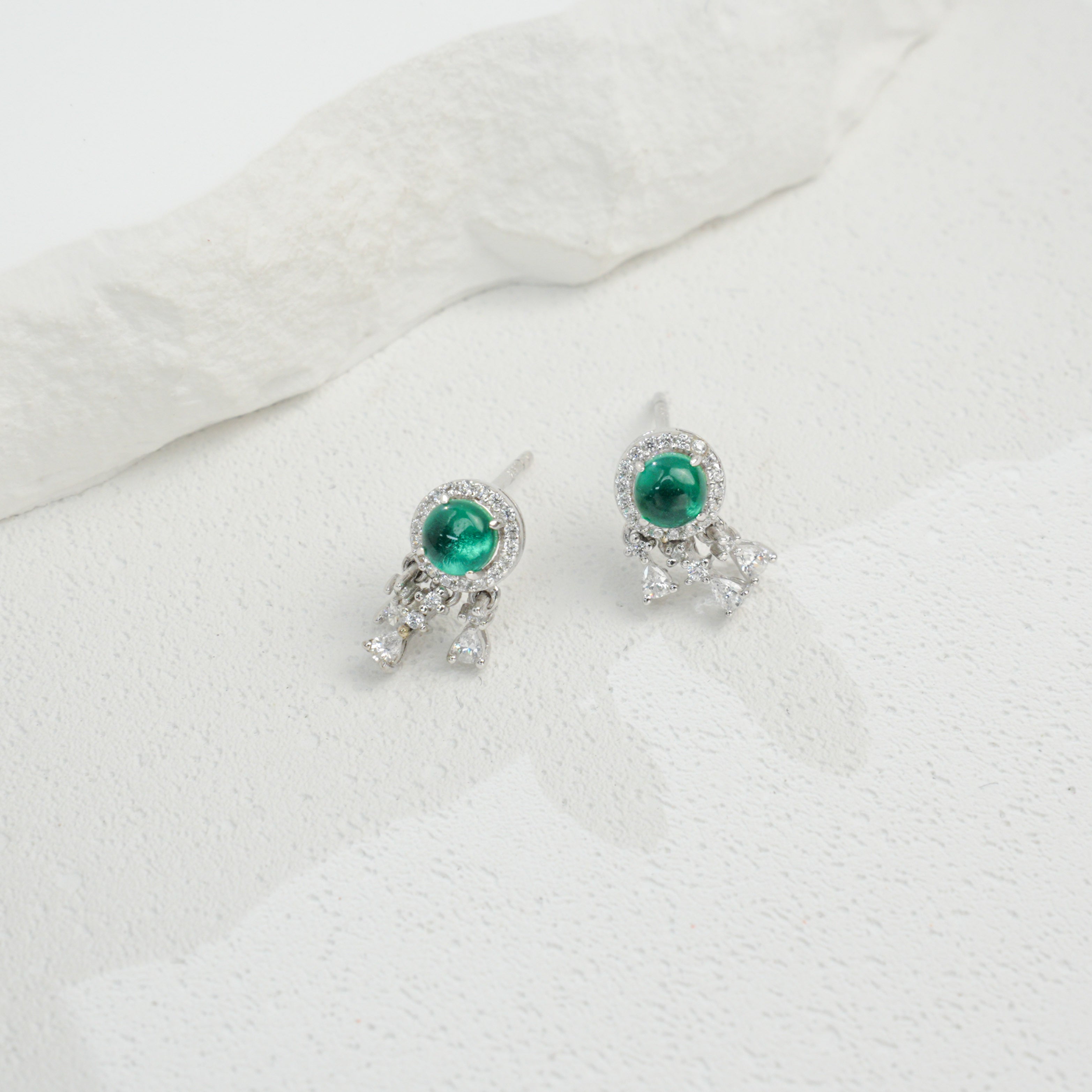 Cultured Paraiba Tourmaline Drop Earrings | S925 Sterling Silver Plated 18K Gold, Halo Zircon Accents, Elegant Gemstone Jewelry for Women
