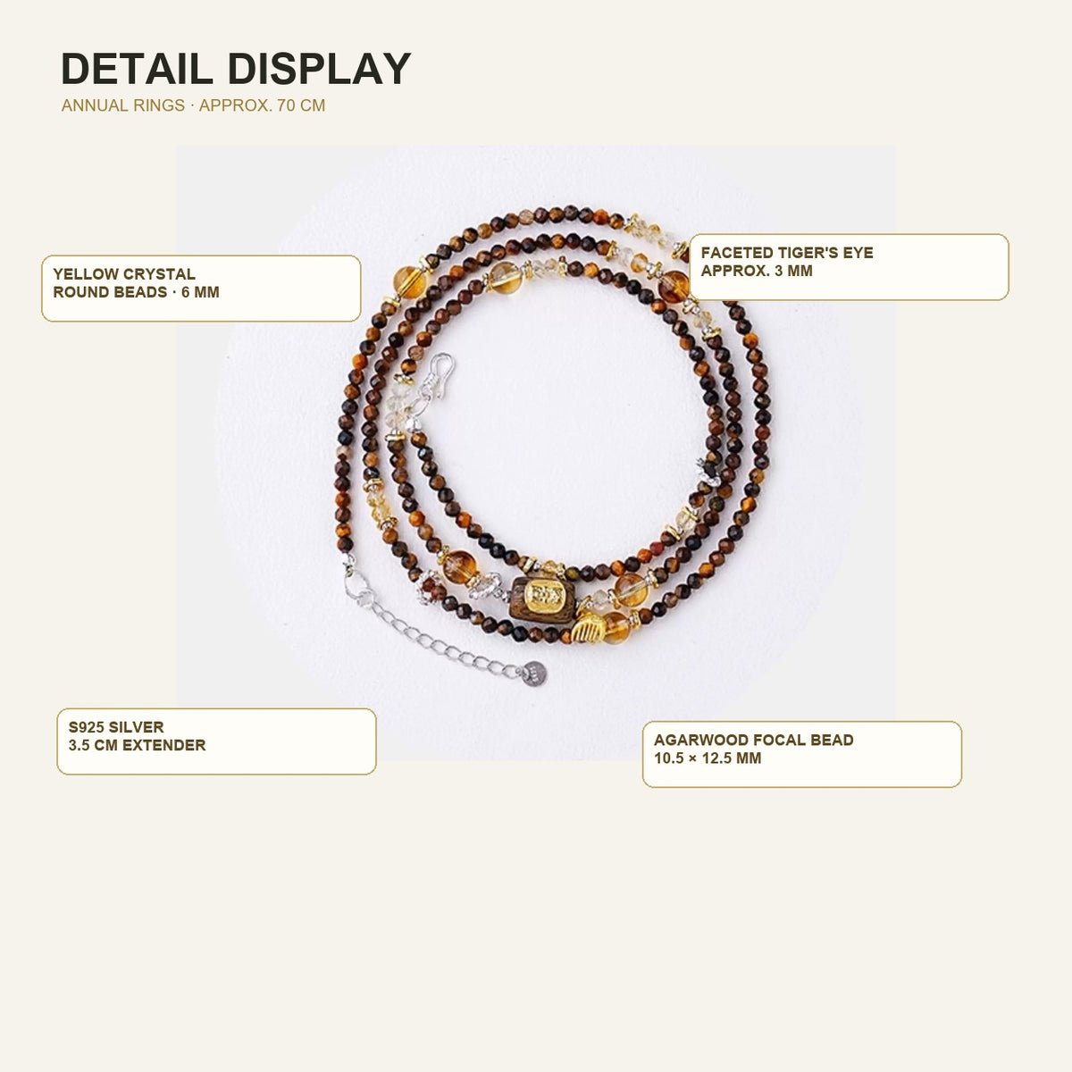 Annual Rings 70 cm strand dimensions and component details