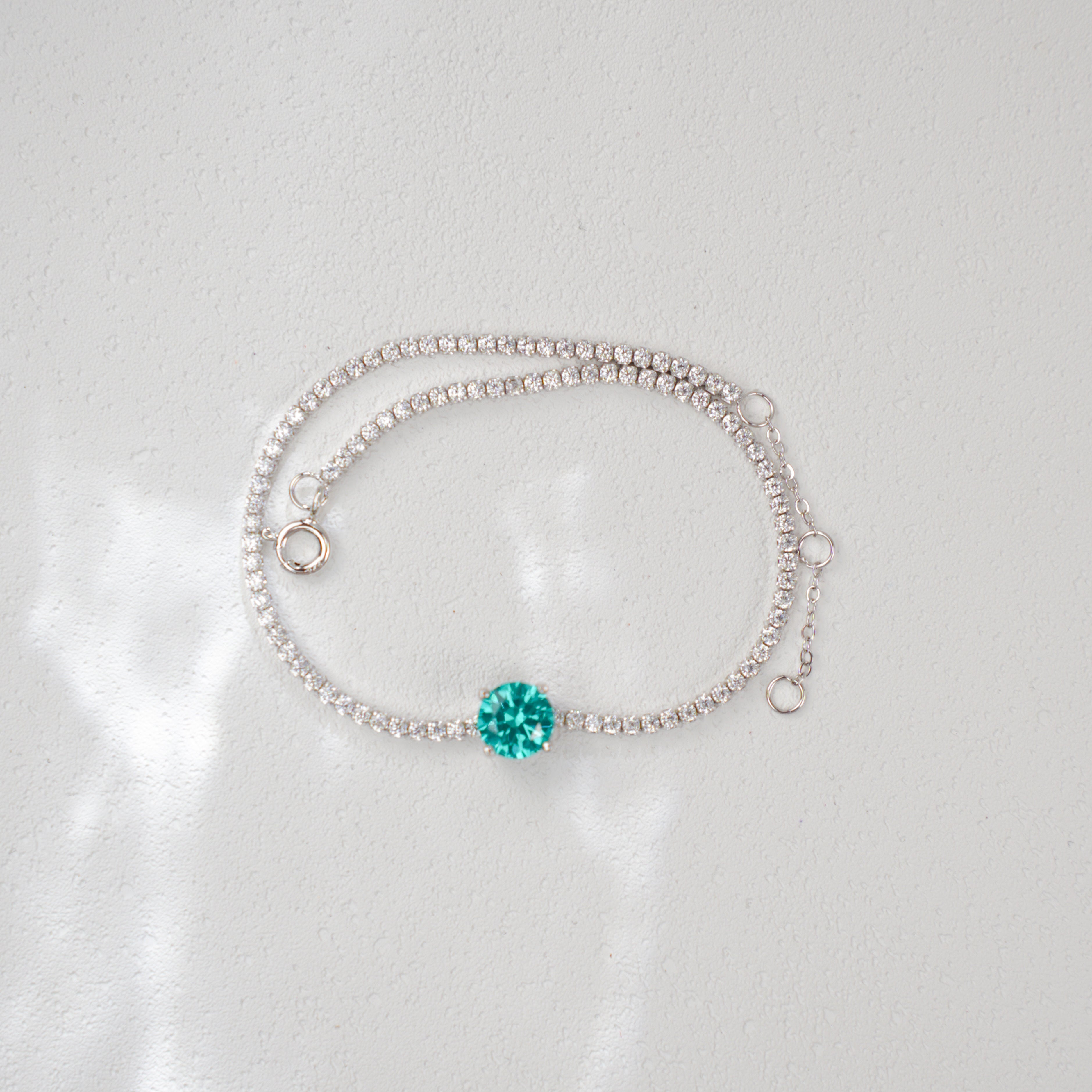 Lab-Grown Paraiba Color YAG Tennis Bracelet | S925 Sterling Silver Plated 18K Gold, Round Cut with Zircon Accents, Elegant Gemstone Jewelry
