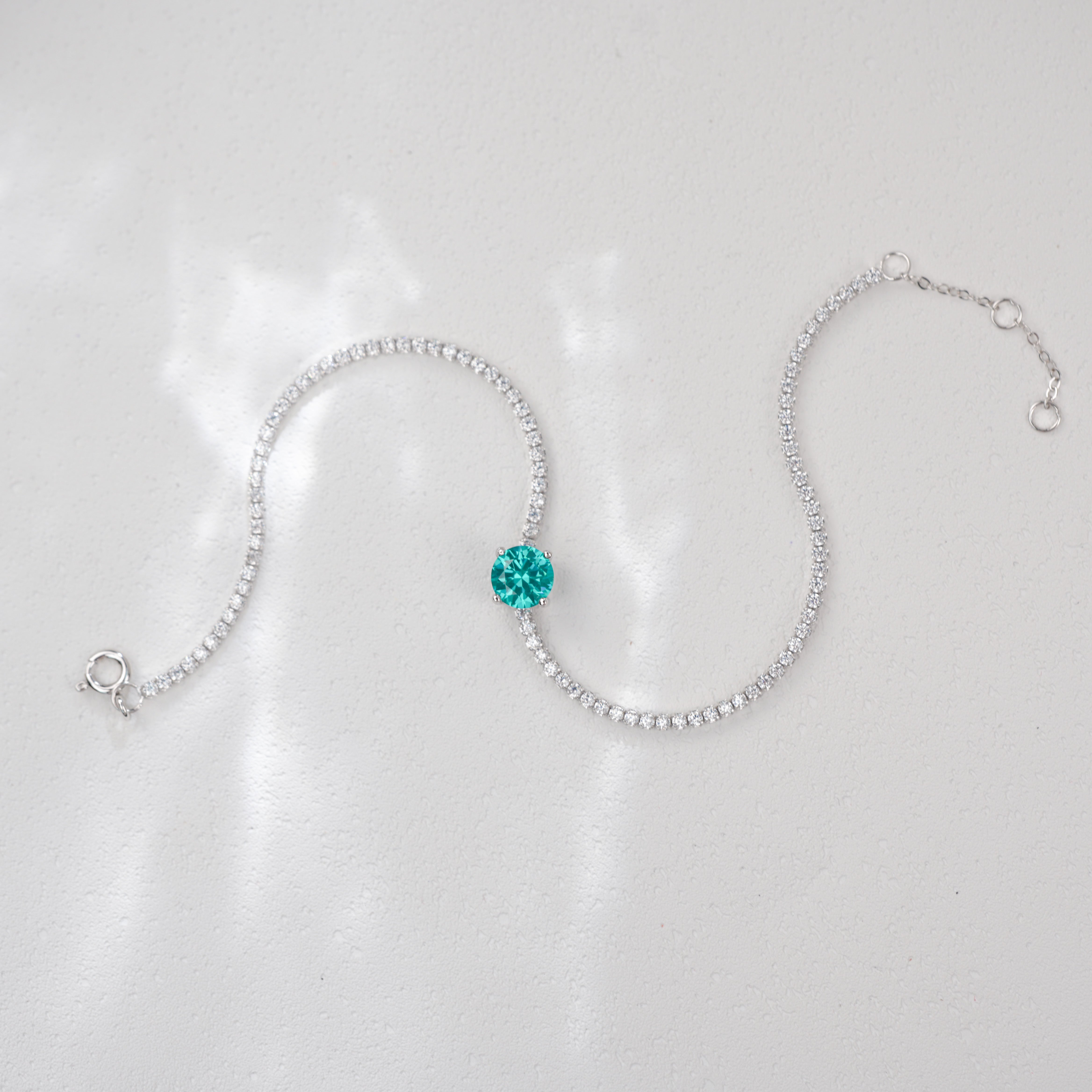 Lab-Grown Paraiba Color YAG Tennis Bracelet | S925 Sterling Silver Plated 18K Gold, Round Cut with Zircon Accents, Elegant Gemstone Jewelry