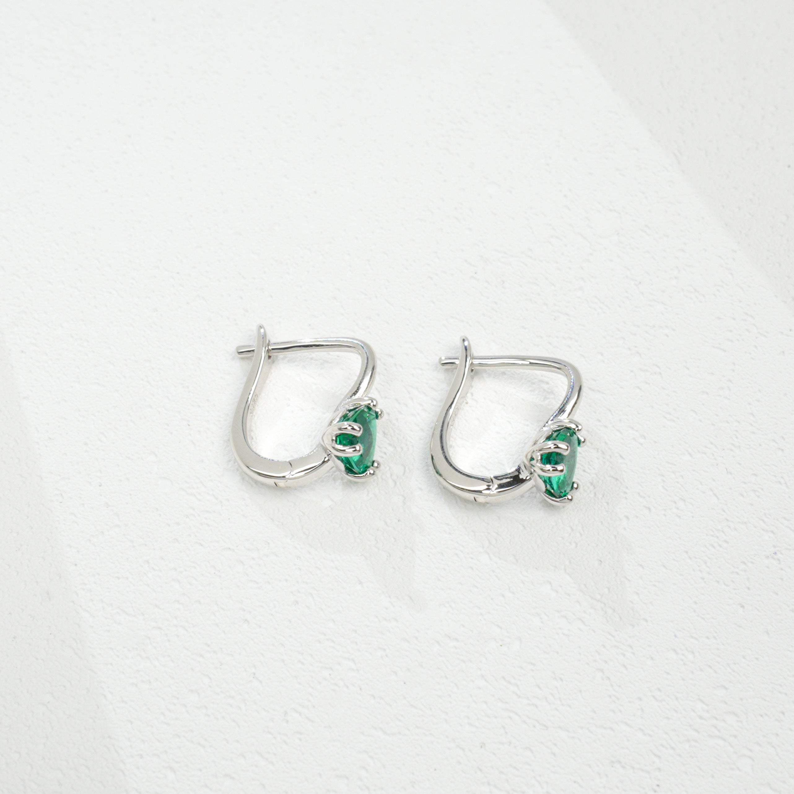 Cultured Emerald Silver - set Triangular Earrings Unleash Your Unique Elegance with S925 Sterling 18K Gold Plating