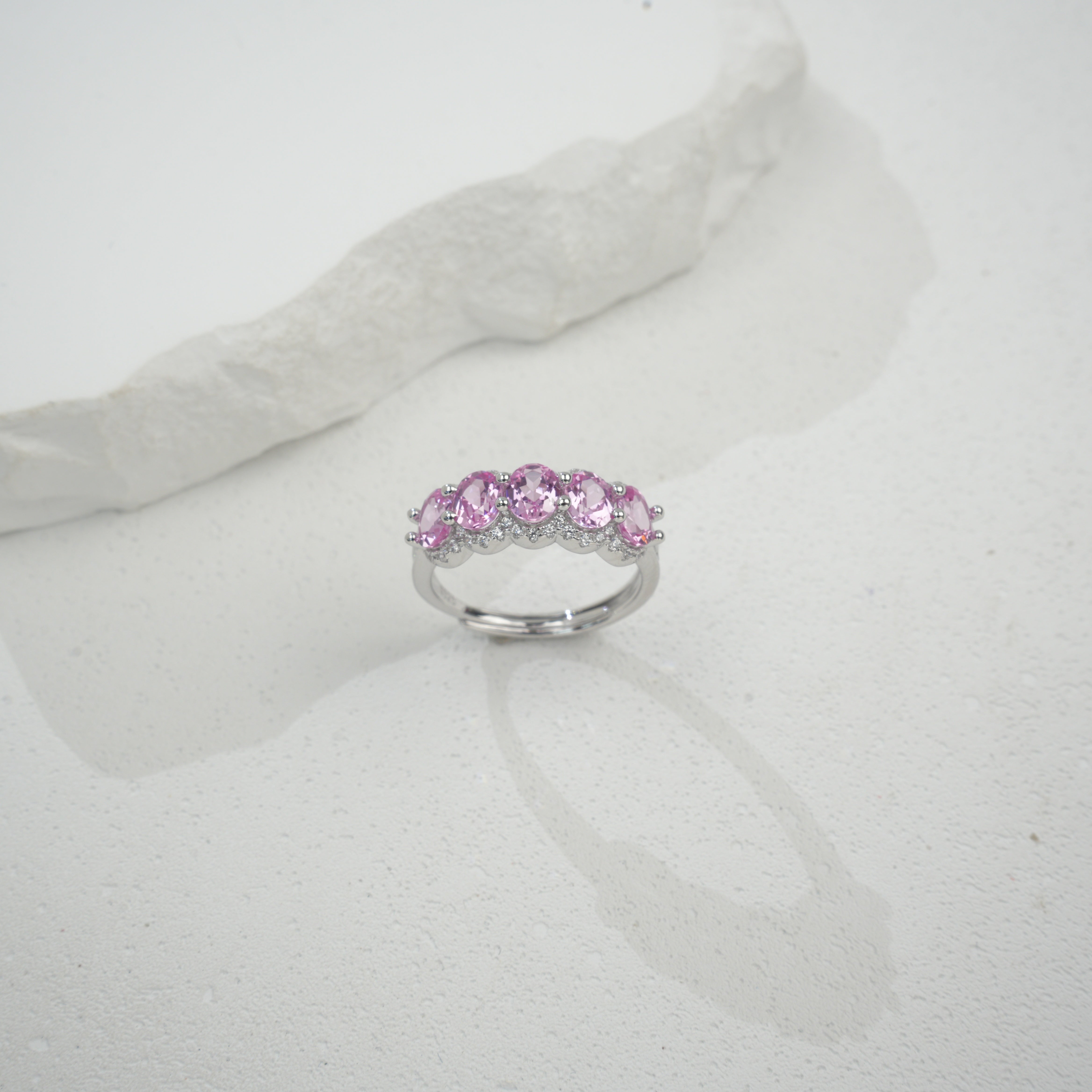 Lab-Grown Padparadscha - Pink Charm Beaded Soft Glow Ring