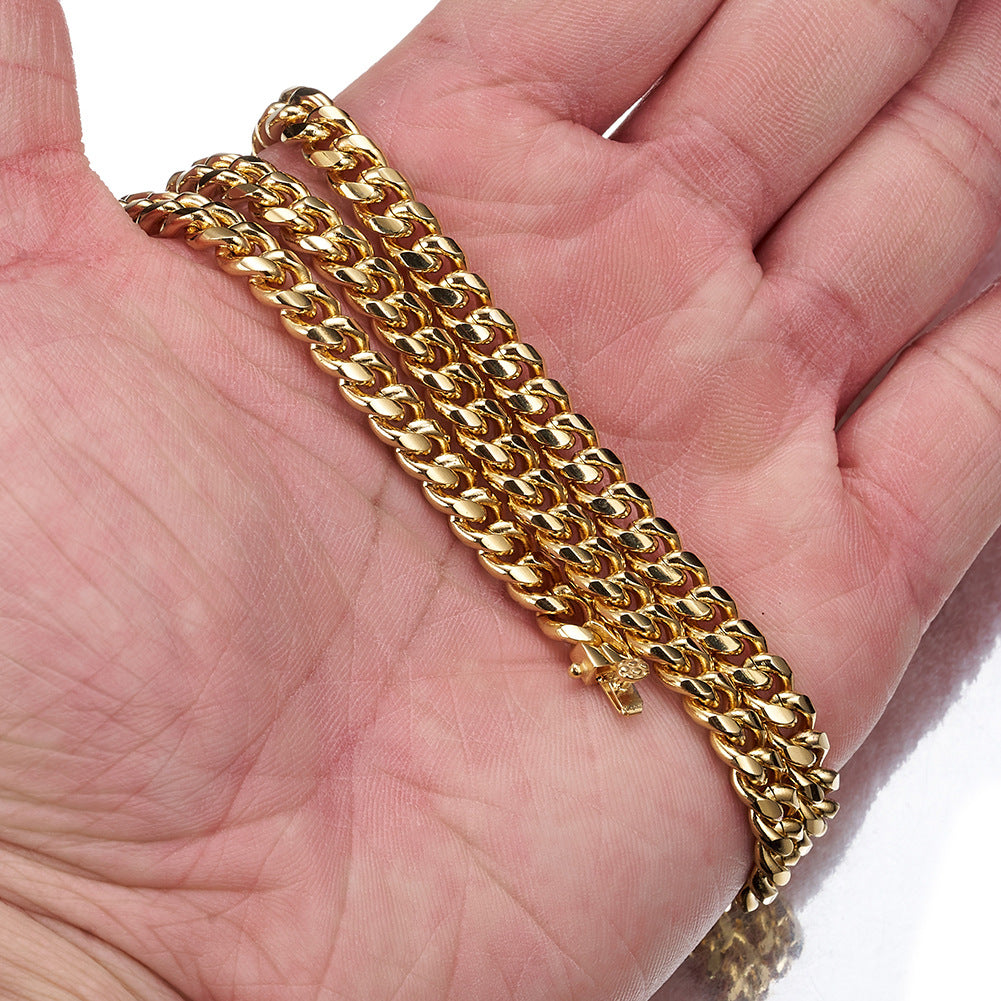6-20mm Cuban chain and bracelet set, 18K Gold