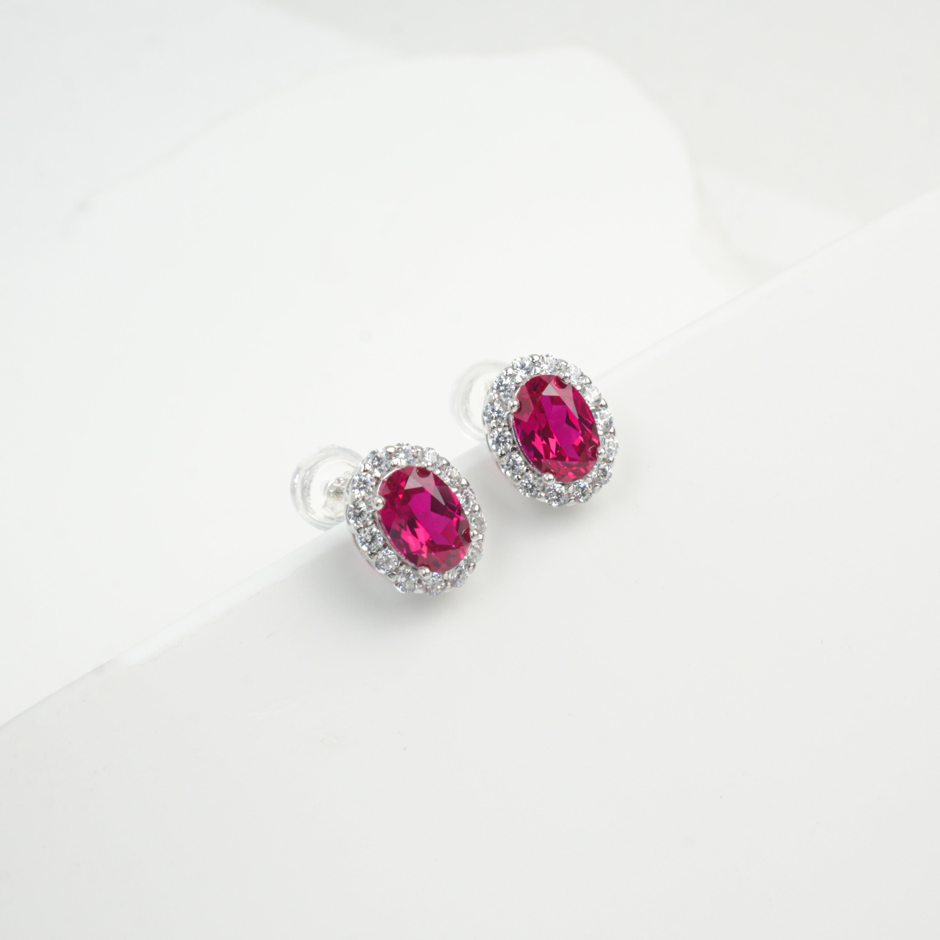 Cultured Emerald - Elegant Oval Earrings