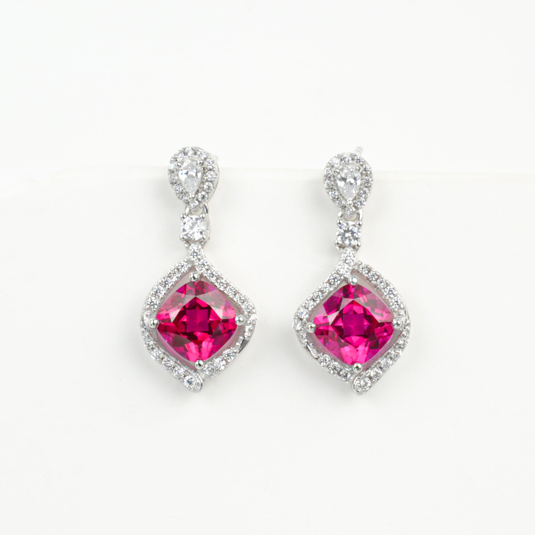 Cultured Emerald - Elegant Diamond Earrings