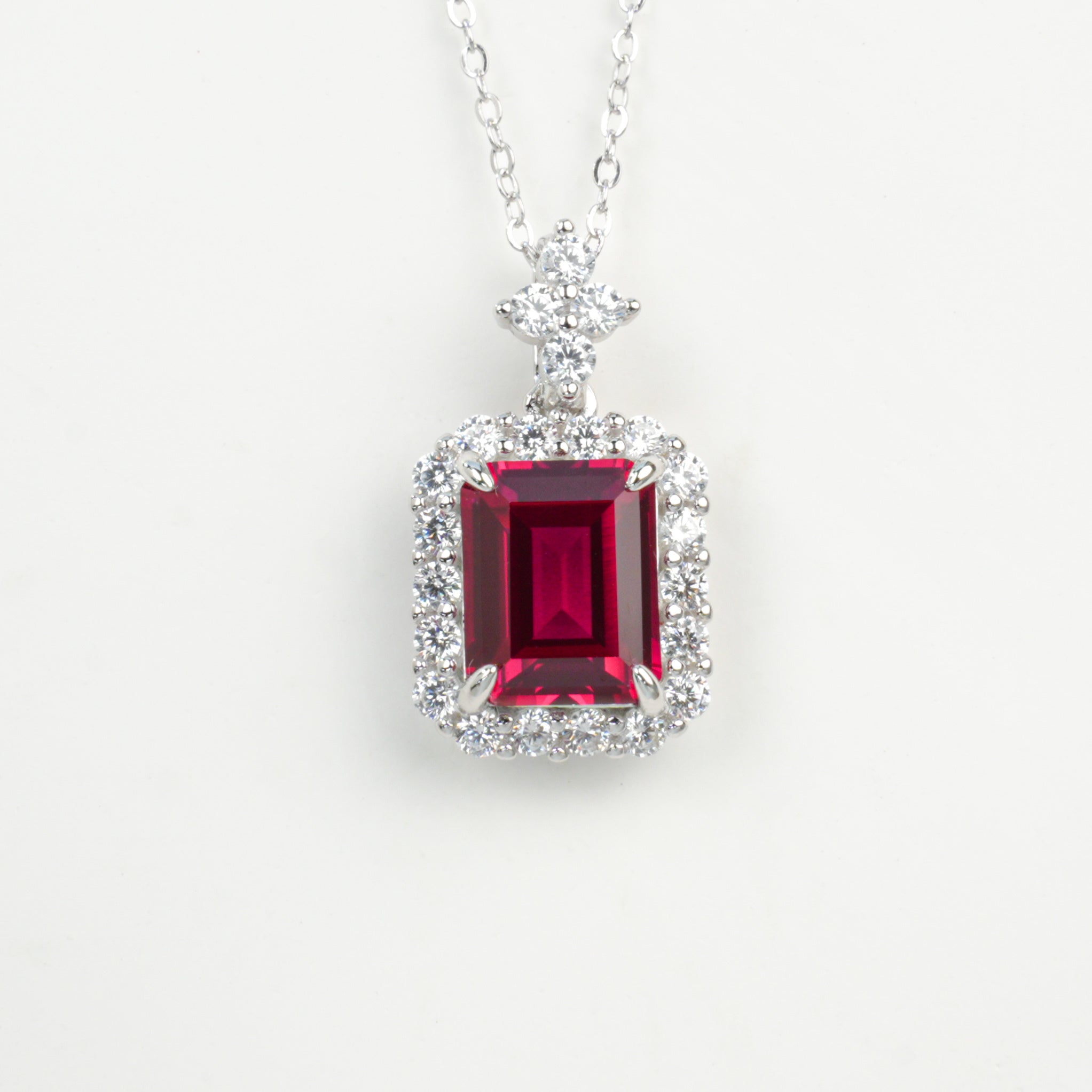Lab-Grown Emerald - Square Emerald Diamond Cluster Square Hoop Necklace