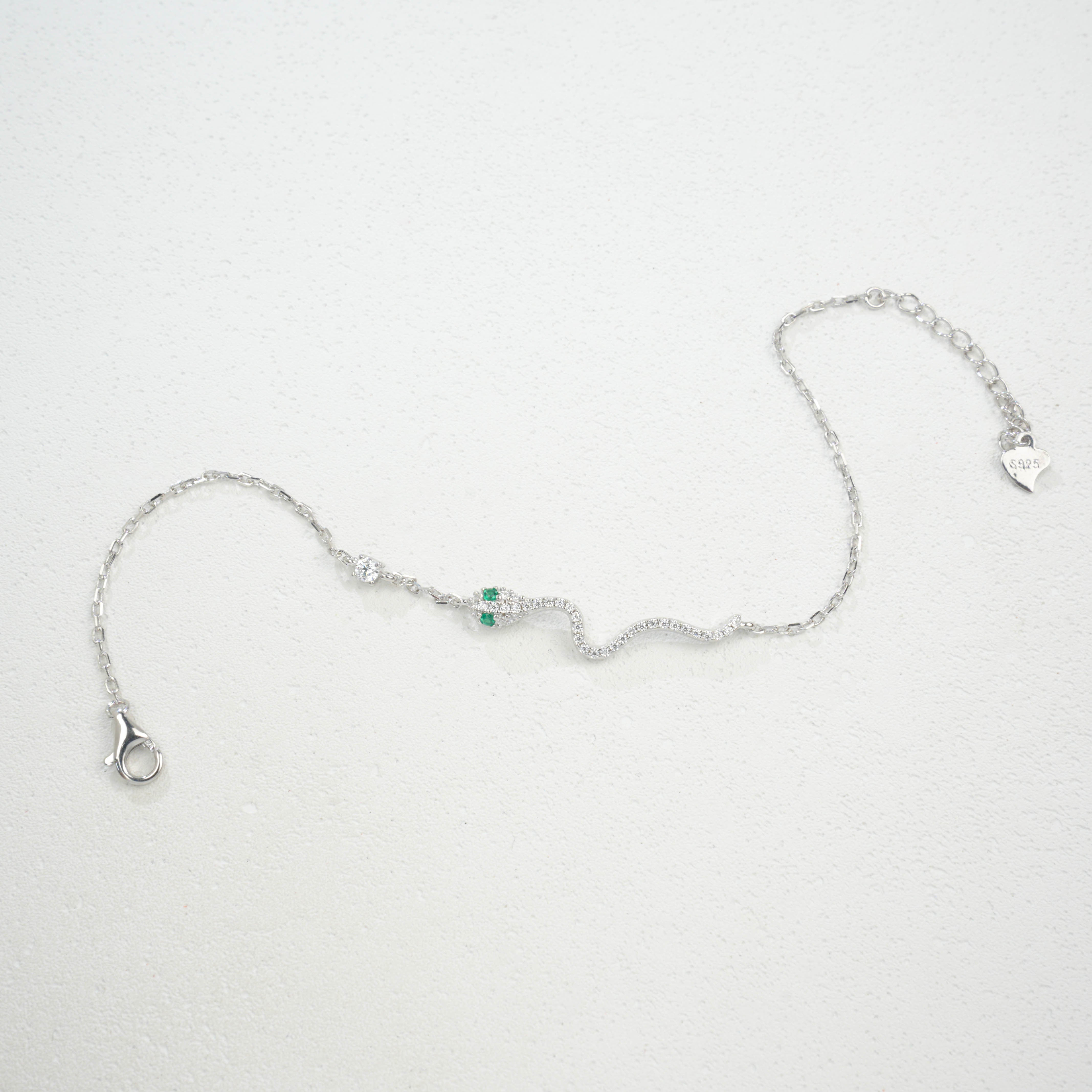 Lab-Grown Emerald - Soft Ripple Emerald Star Fine Chain Bracelet