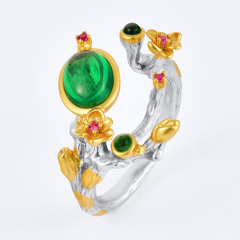 Square Lab-Grown Emerald Full-Diamond Ring - Double-Frame Luxury Jewelry