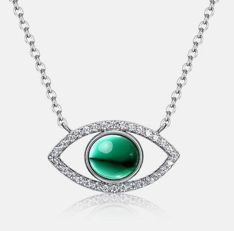 Lab-Grown Emerald - Emerald Eye Diamond-Encrusted Evil Eye Pendant