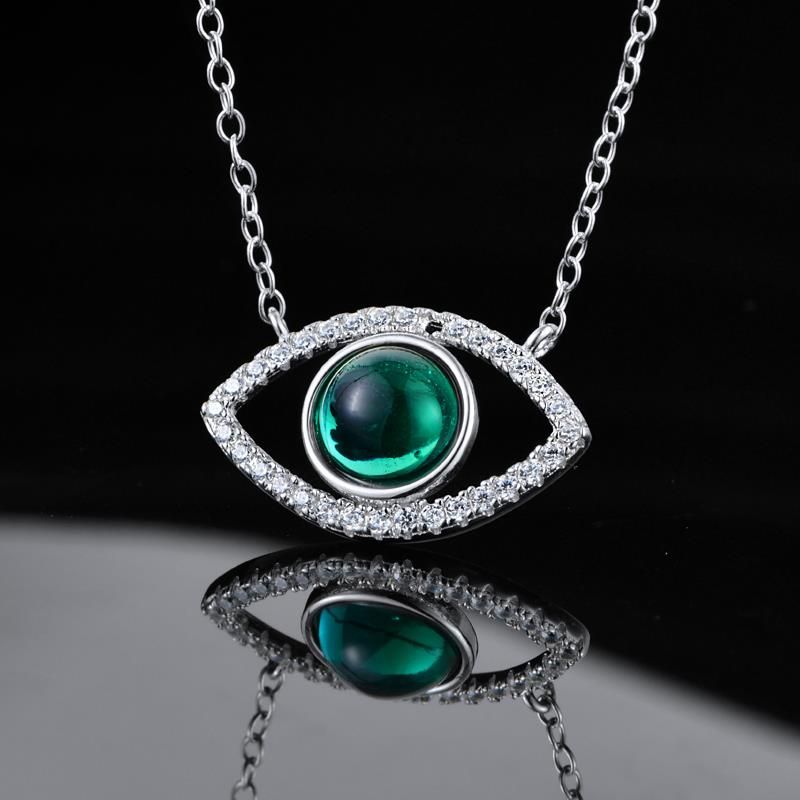 Lab-Grown Emerald - Emerald Eye Diamond-Encrusted Evil Eye Pendant