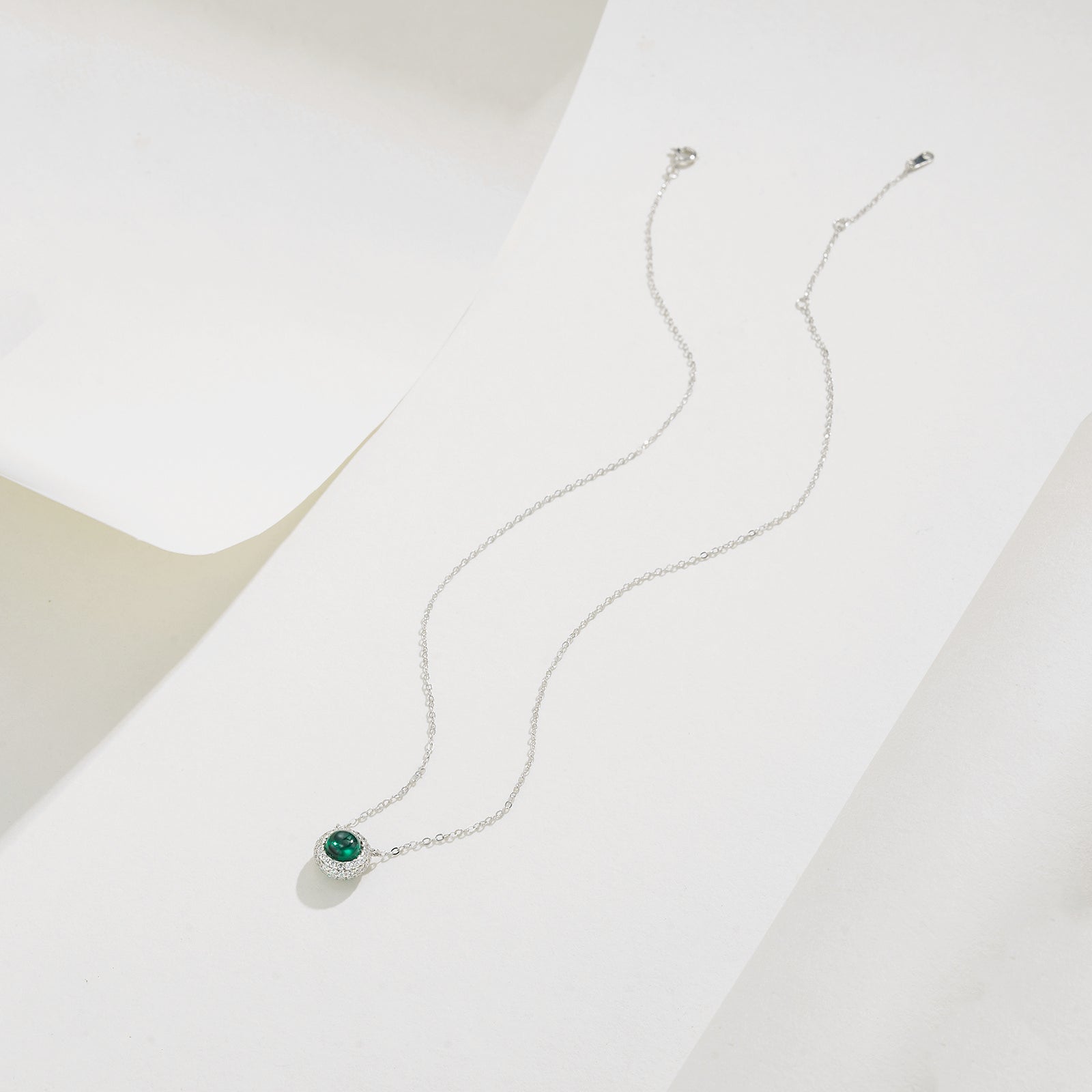 Lab-Grown Emerald - Emerald Bead Diamond-Hoop Round Charm Pendant