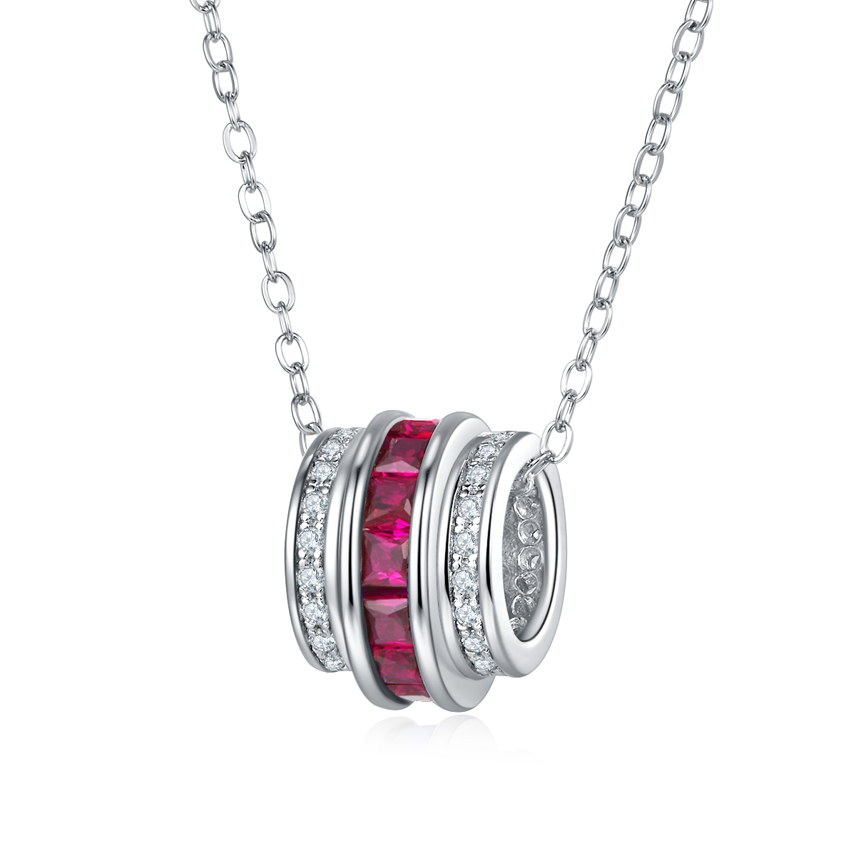 Lab-Grown Emerald - Emerald Bead Diamond-Hoop Round Charm Pendant