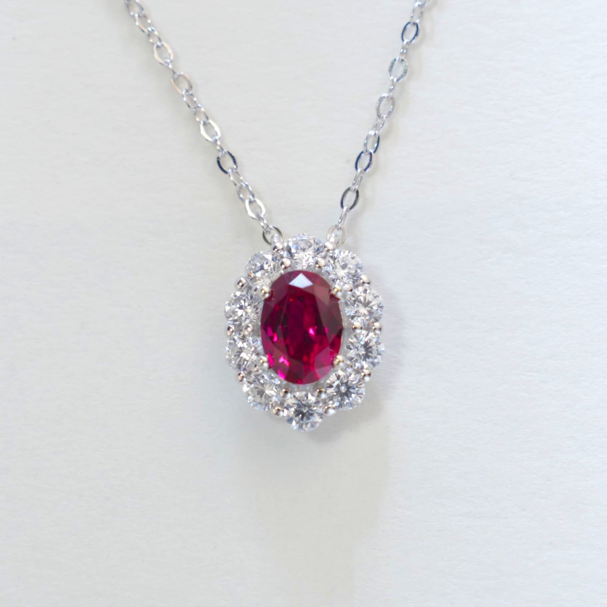 Lab-Grown Paraiba Tourmaline - Ocean Blue Oval Diamond Cluster Pendant