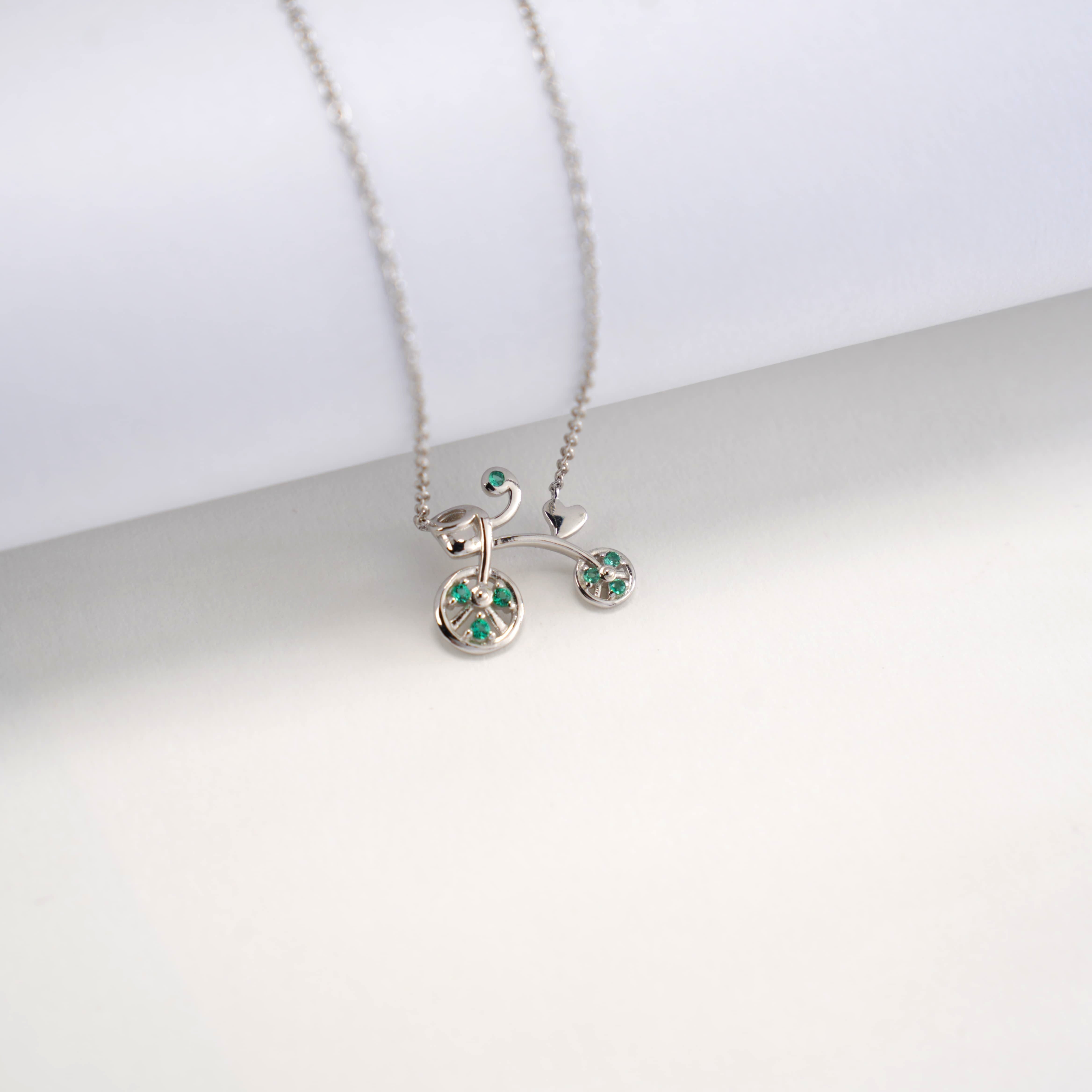 Lab-Grown Emerald - Emerald Diamond Cute Rider Pendant