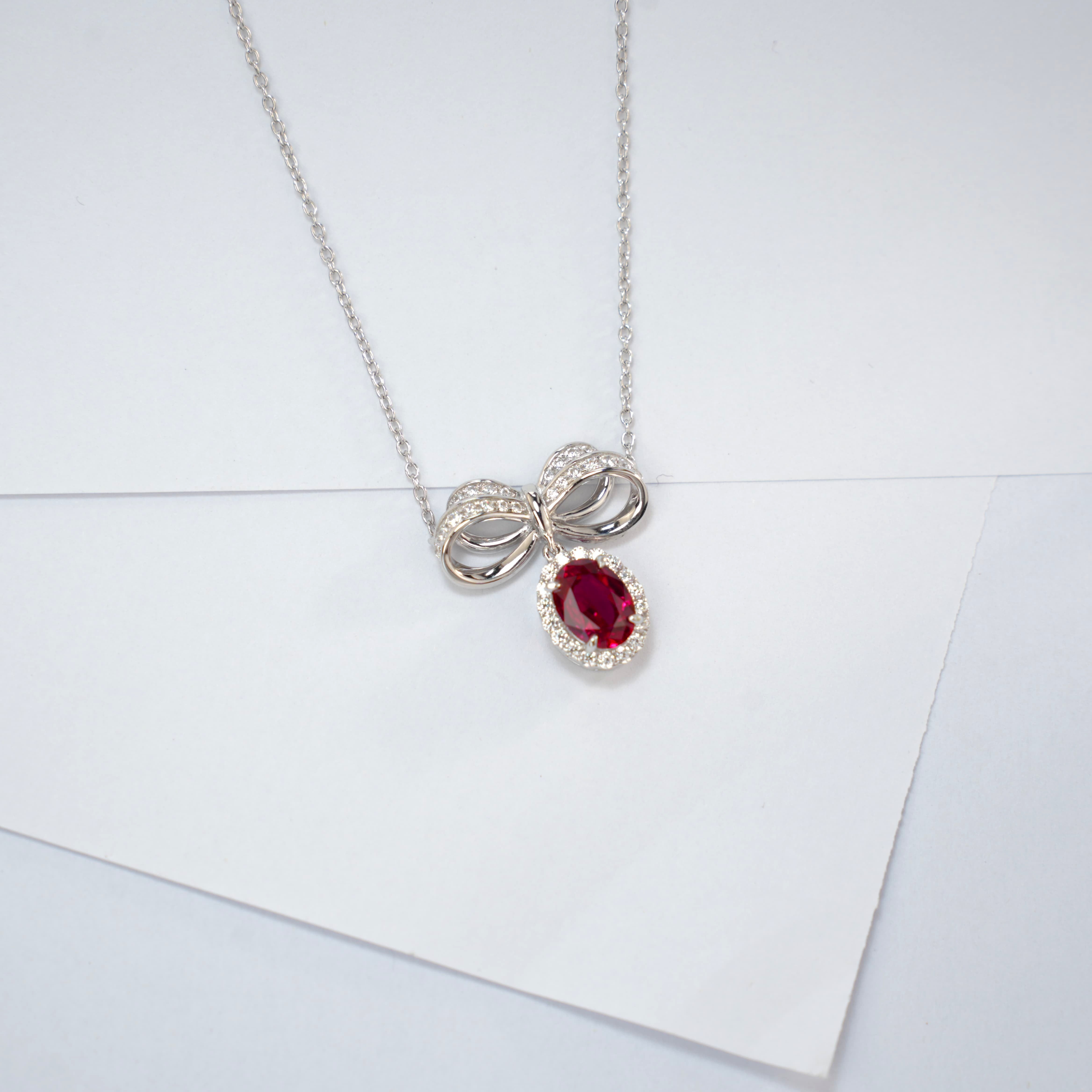 Lab-Grown Emerald - Emerald Butterfly Diamond-Knot Soft Pose Pendant