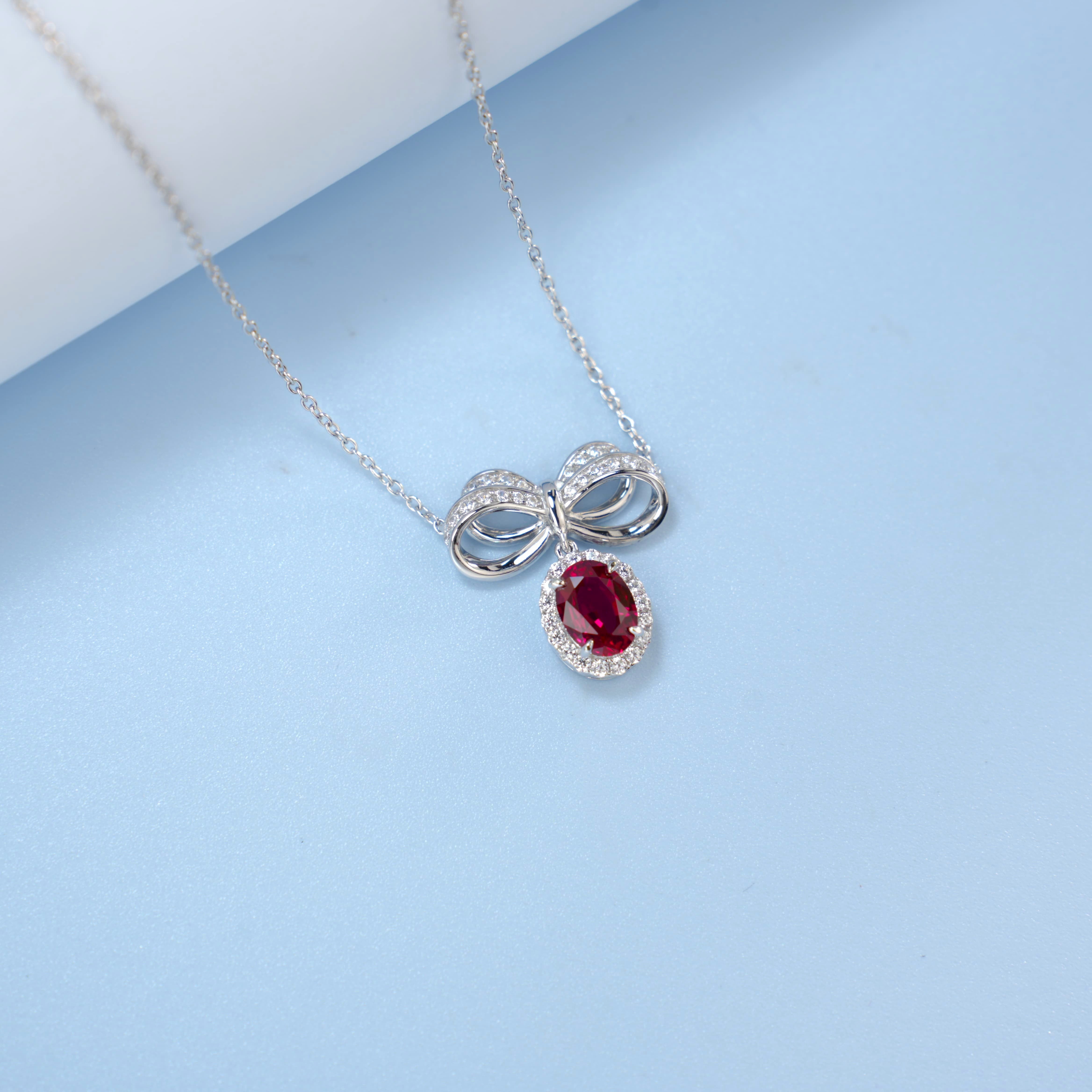 Lab-Grown Emerald - Emerald Butterfly Diamond-Knot Soft Pose Pendant