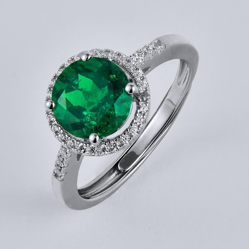 Lab-Grown Emerald - Round Emerald Diamond-Encircled Star Halo Ring