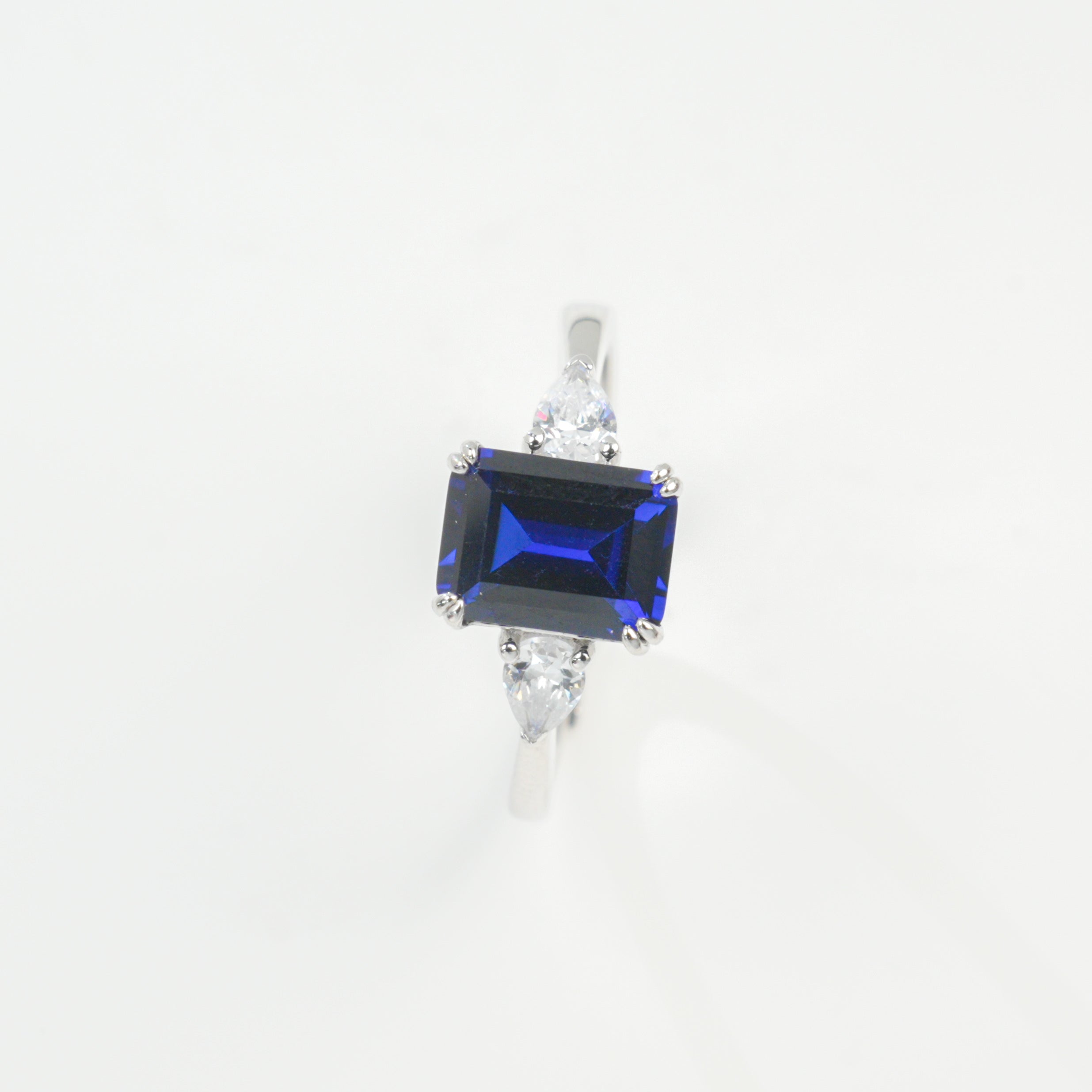 Lab-Grown Emerald - Emerald Rectangle Diamond Accent Rhombus Sparkle Ring