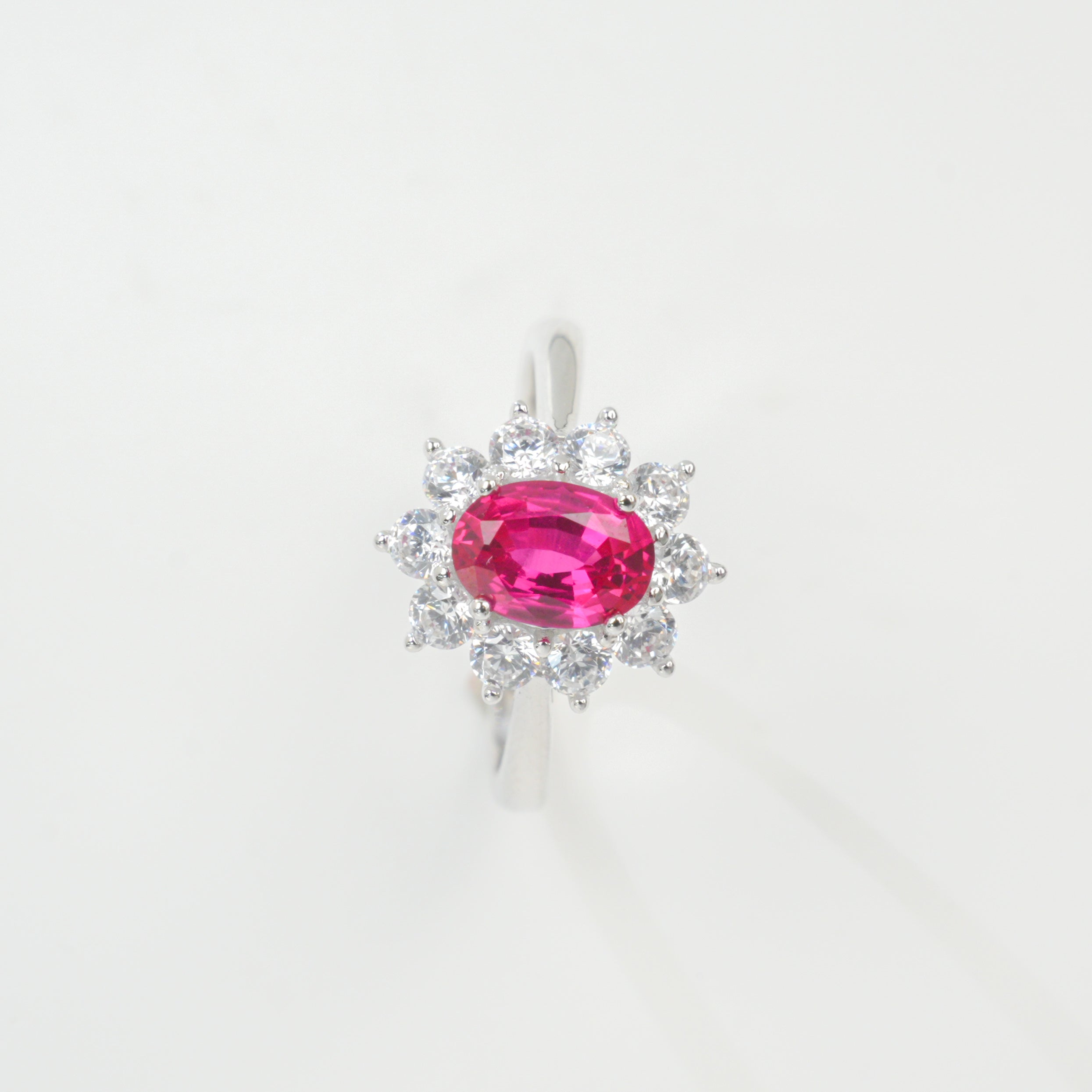 Lab-Grown Emerald - Oval Emerald Diamond Cluster Starburst Ring