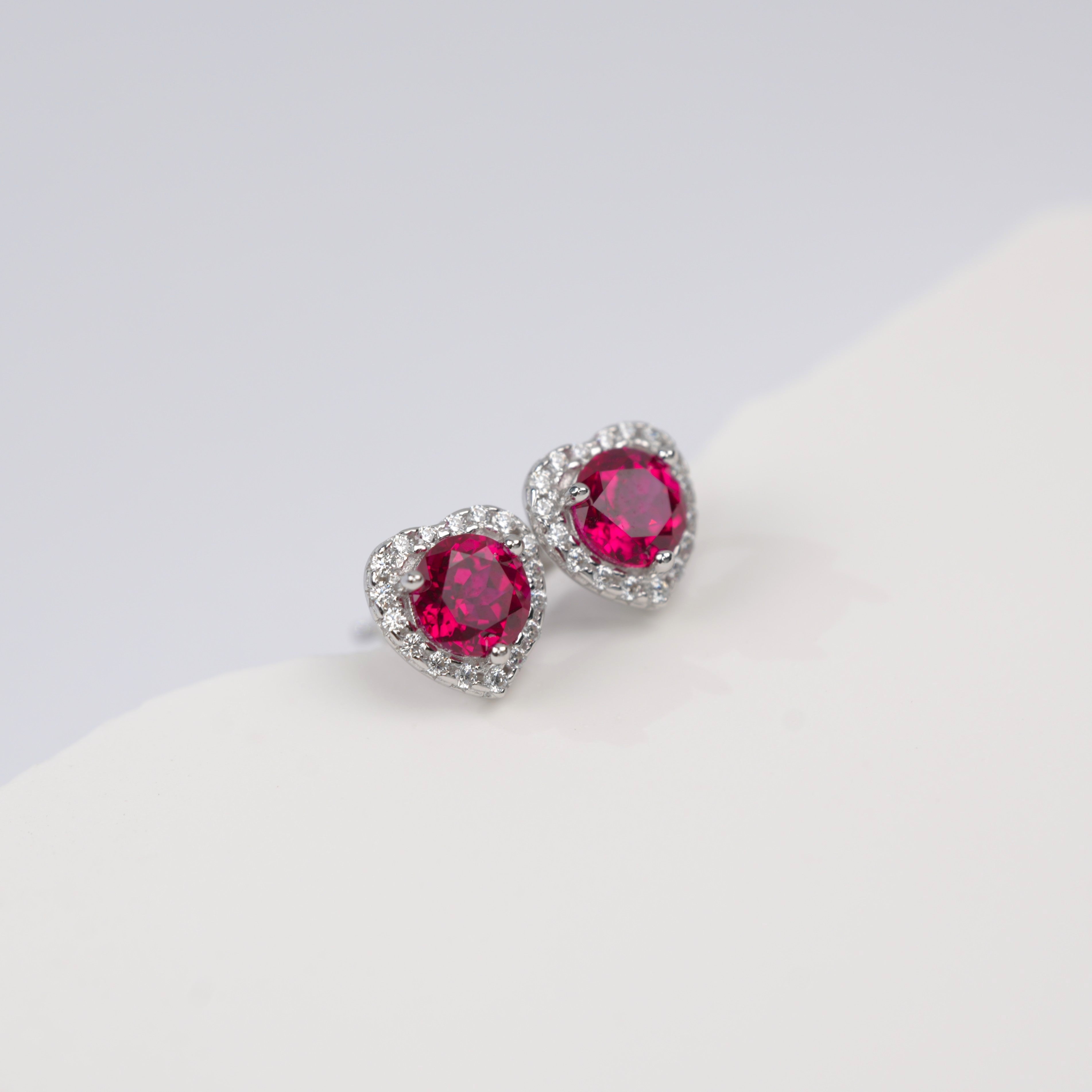 Lab-Grown Sapphire - Indigo Round Diamond Heart Starburst Studs