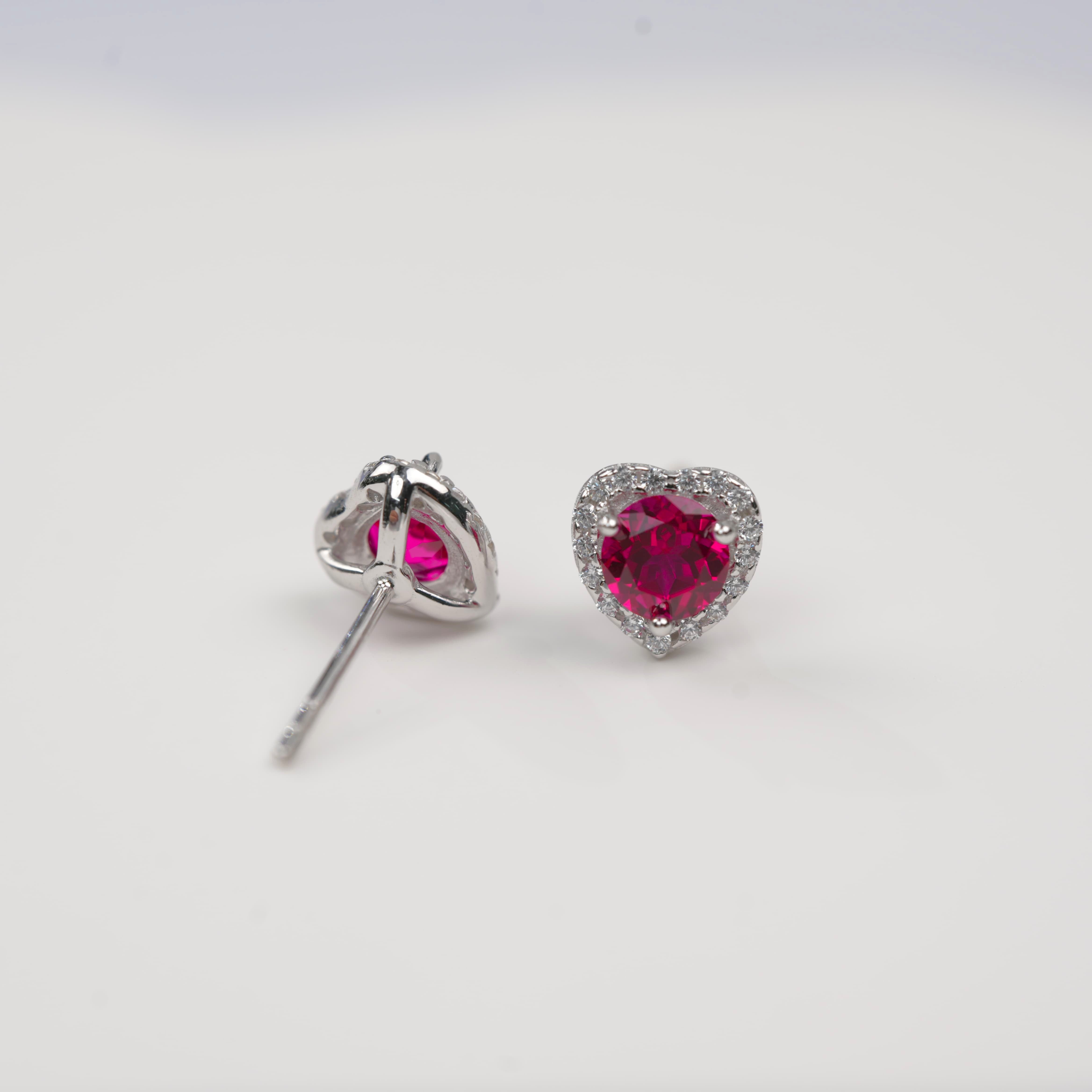 Lab-Grown Sapphire - Indigo Round Diamond Heart Starburst Studs