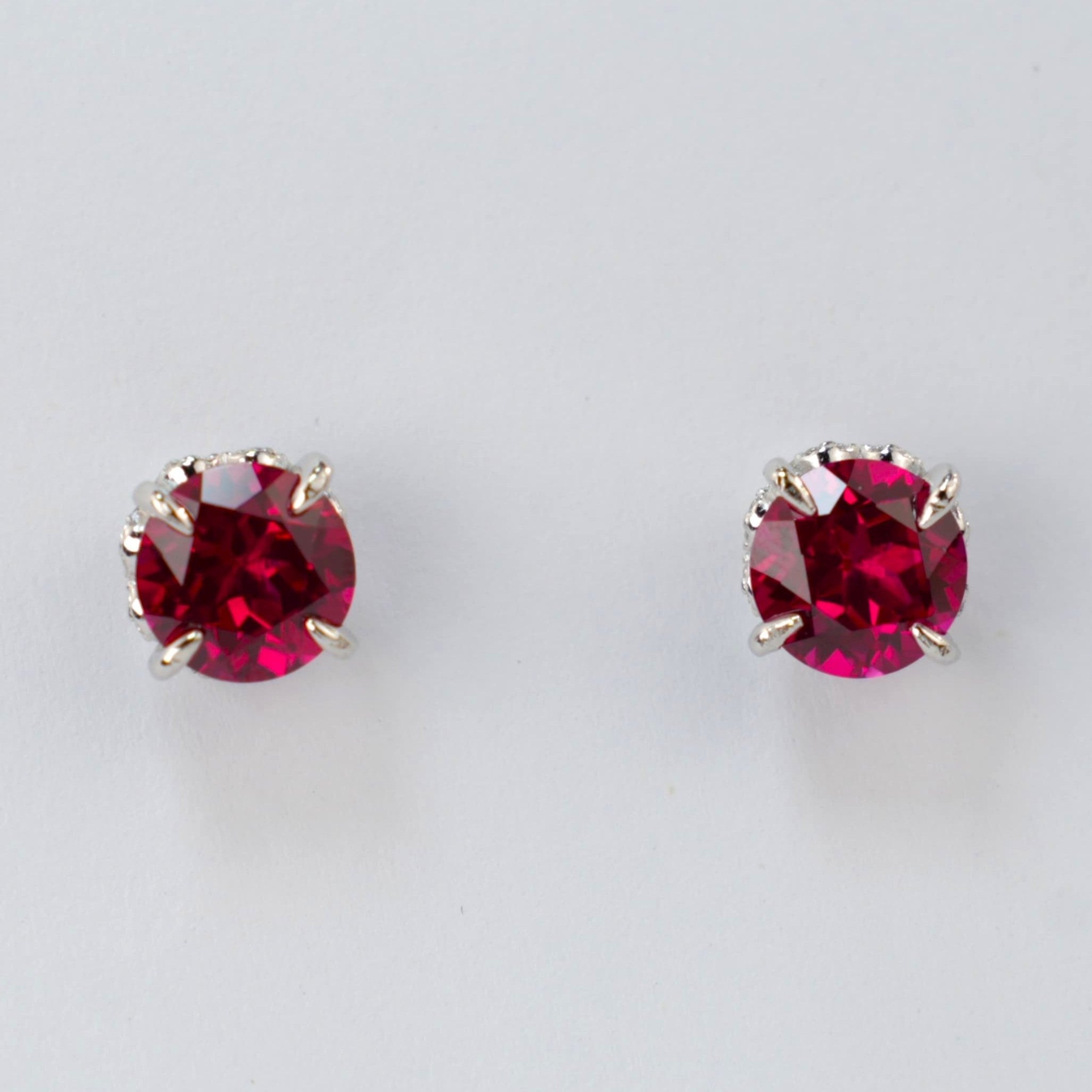 Lab-Grown Emerald - Green Round Diamond Stud Minimalist Earrings