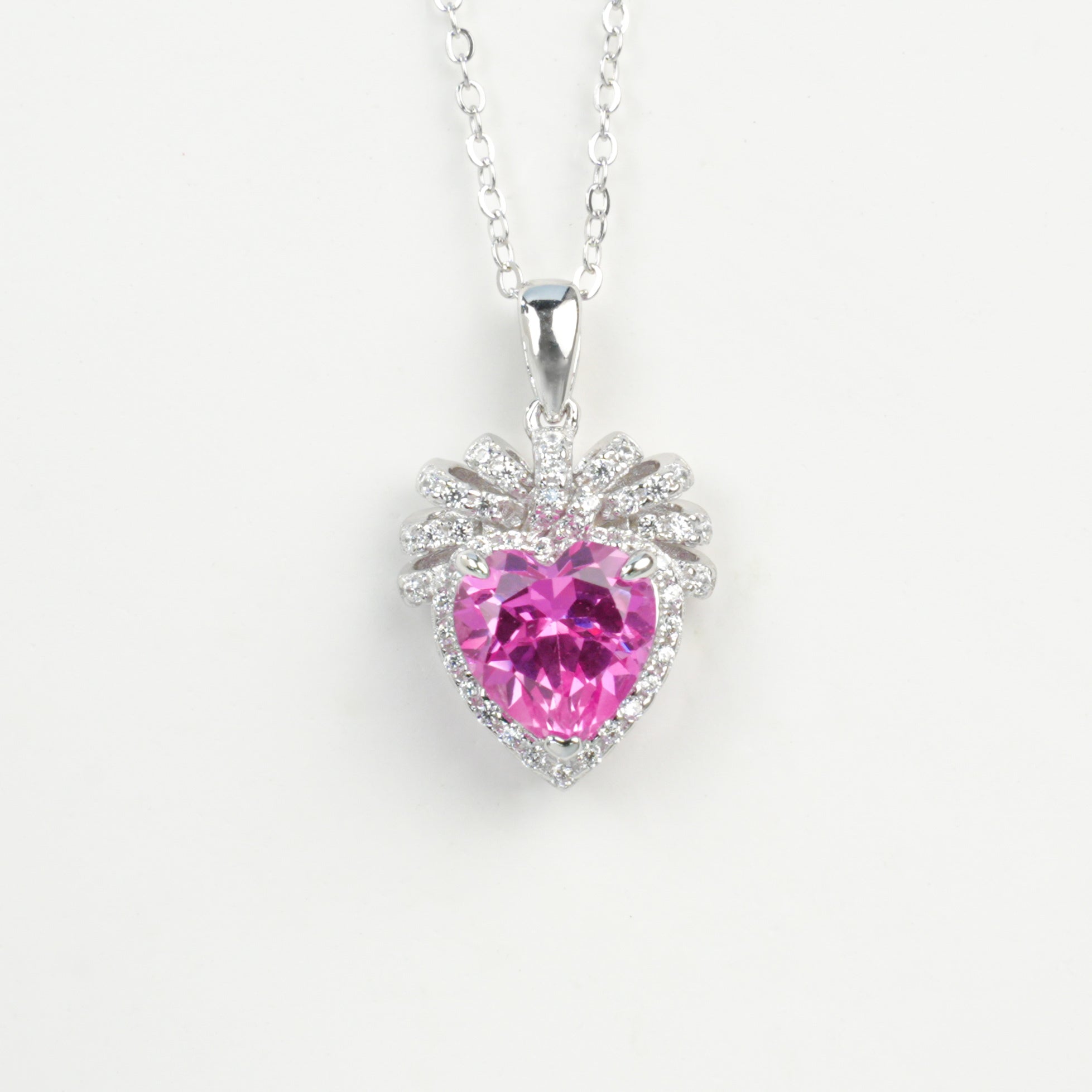 Lab-Grown Emerald - Emerald Heart Diamond Feather Love Charm Pendant