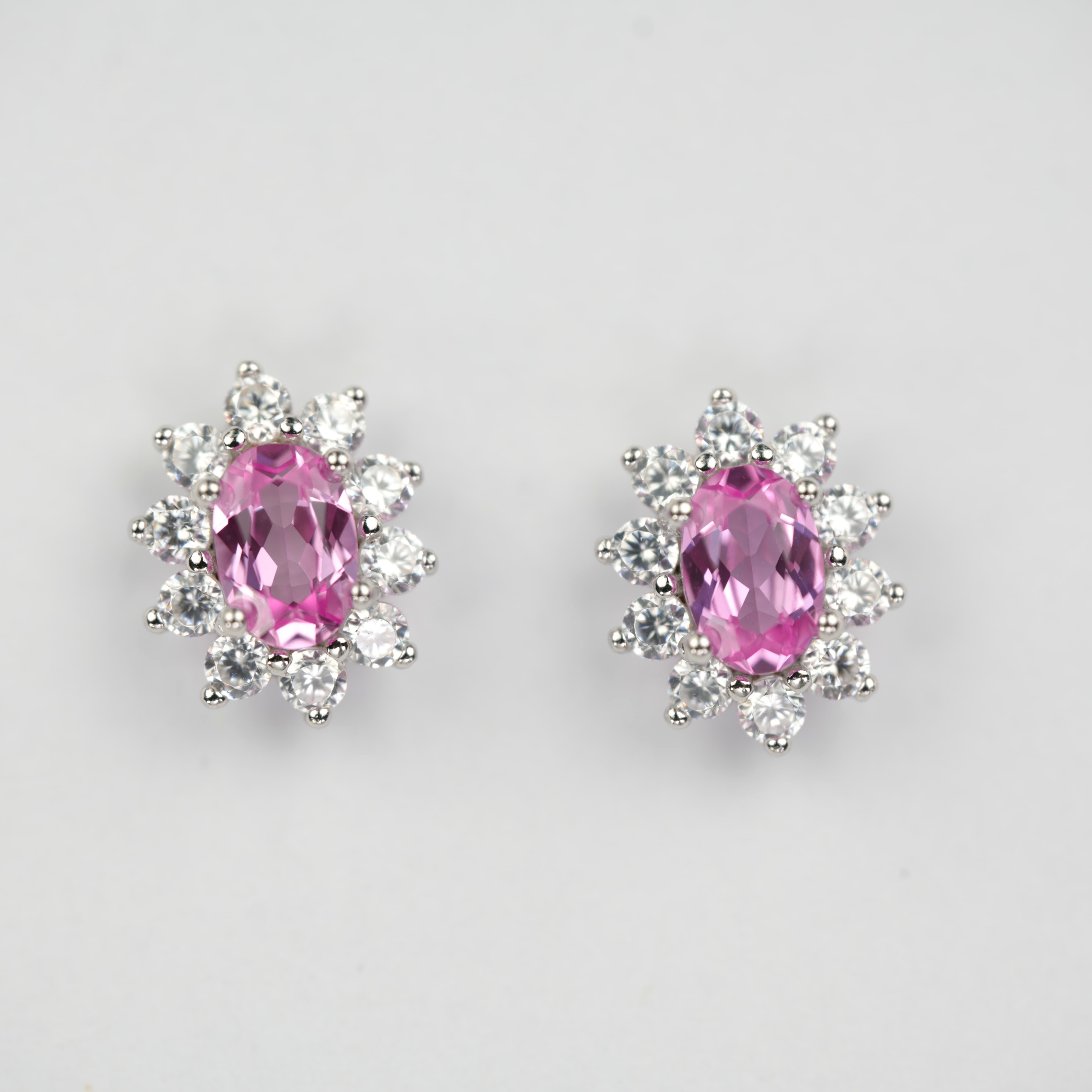 Lab-Grown Emerald - Oval Emerald Diamond Star Cluster Stud Earrings