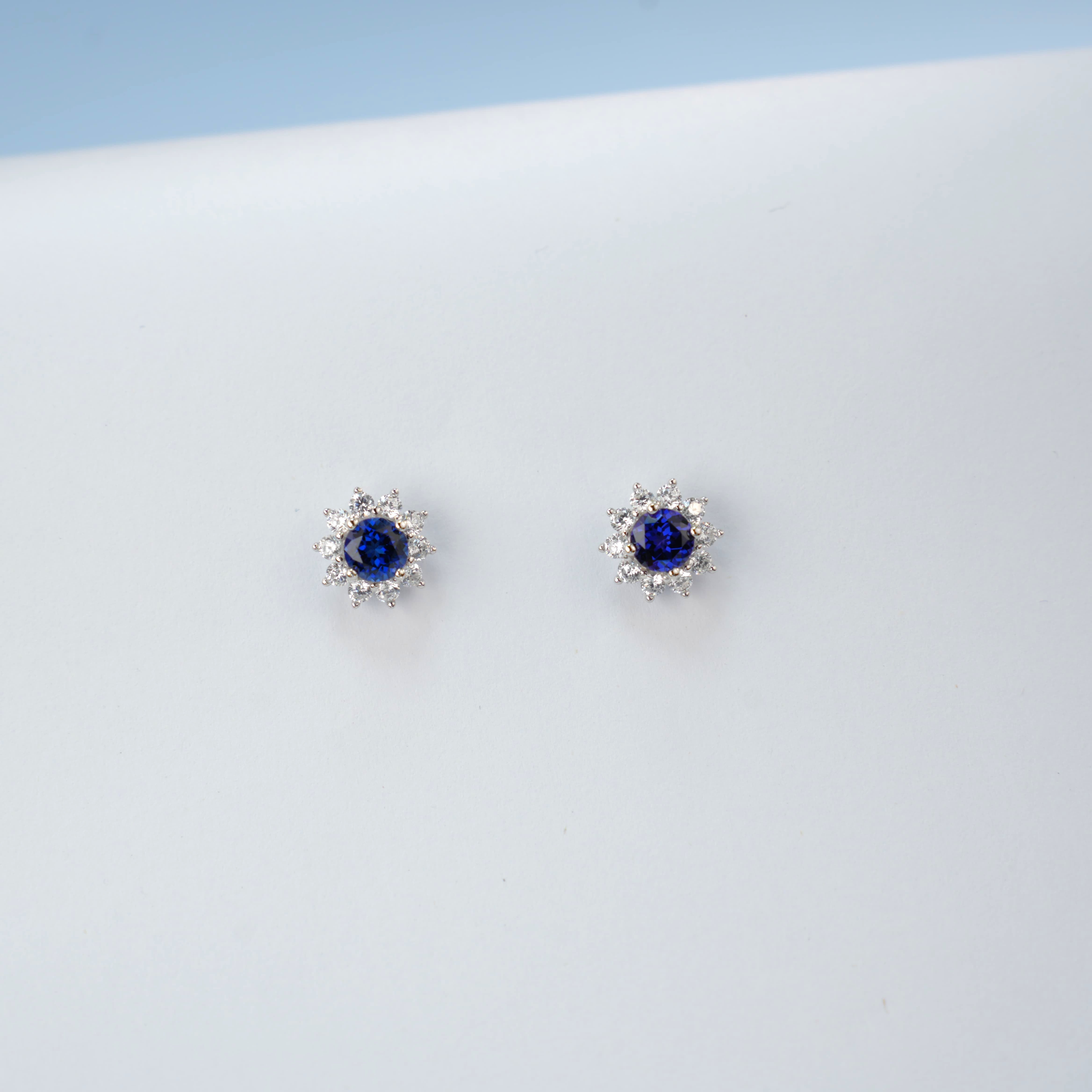 Lab-Grown Emerald - Round Emerald Diamond Starburst Stud Earrings