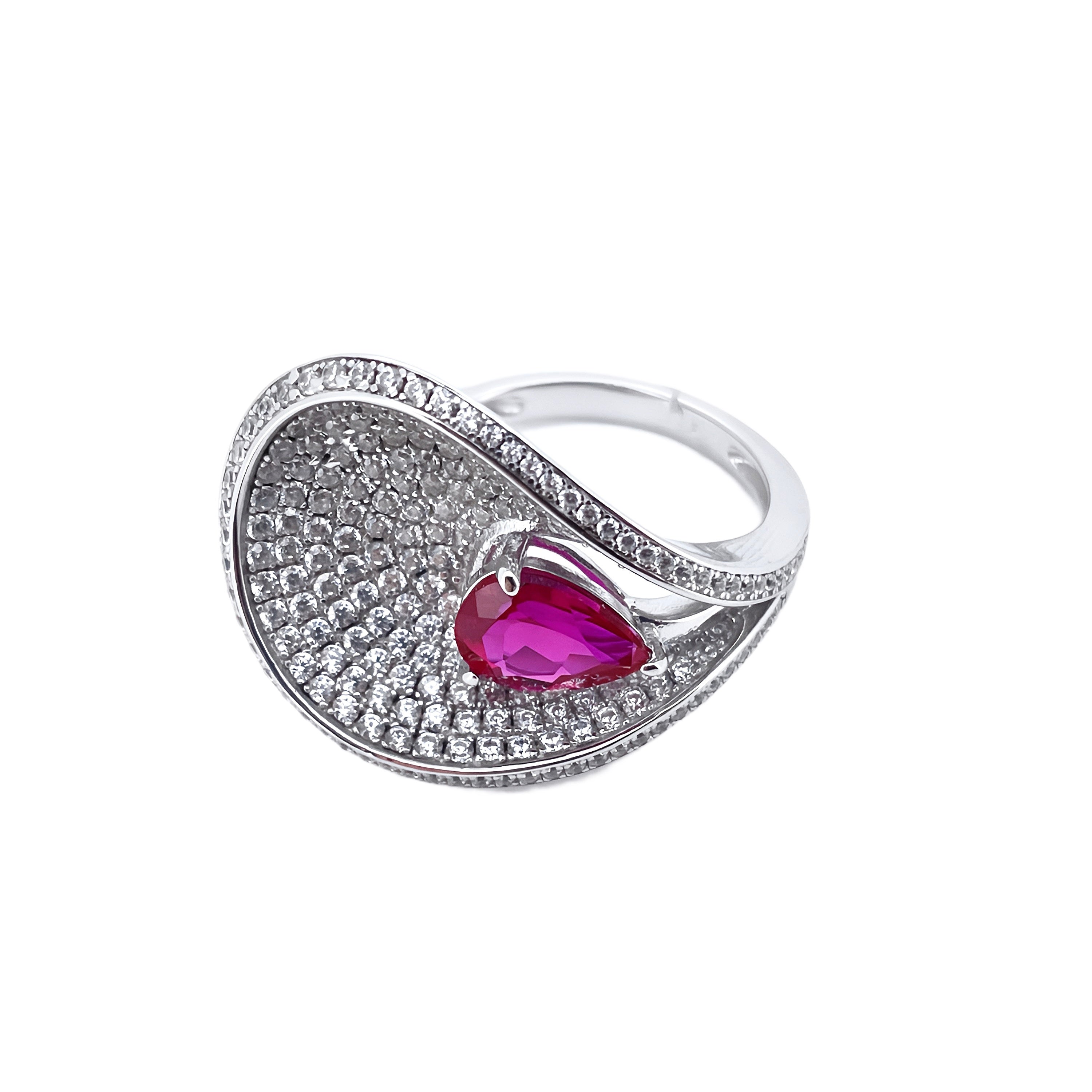 Lab-Grown Emerald - Dewy Emerald Diamond Curved Ripple Ring