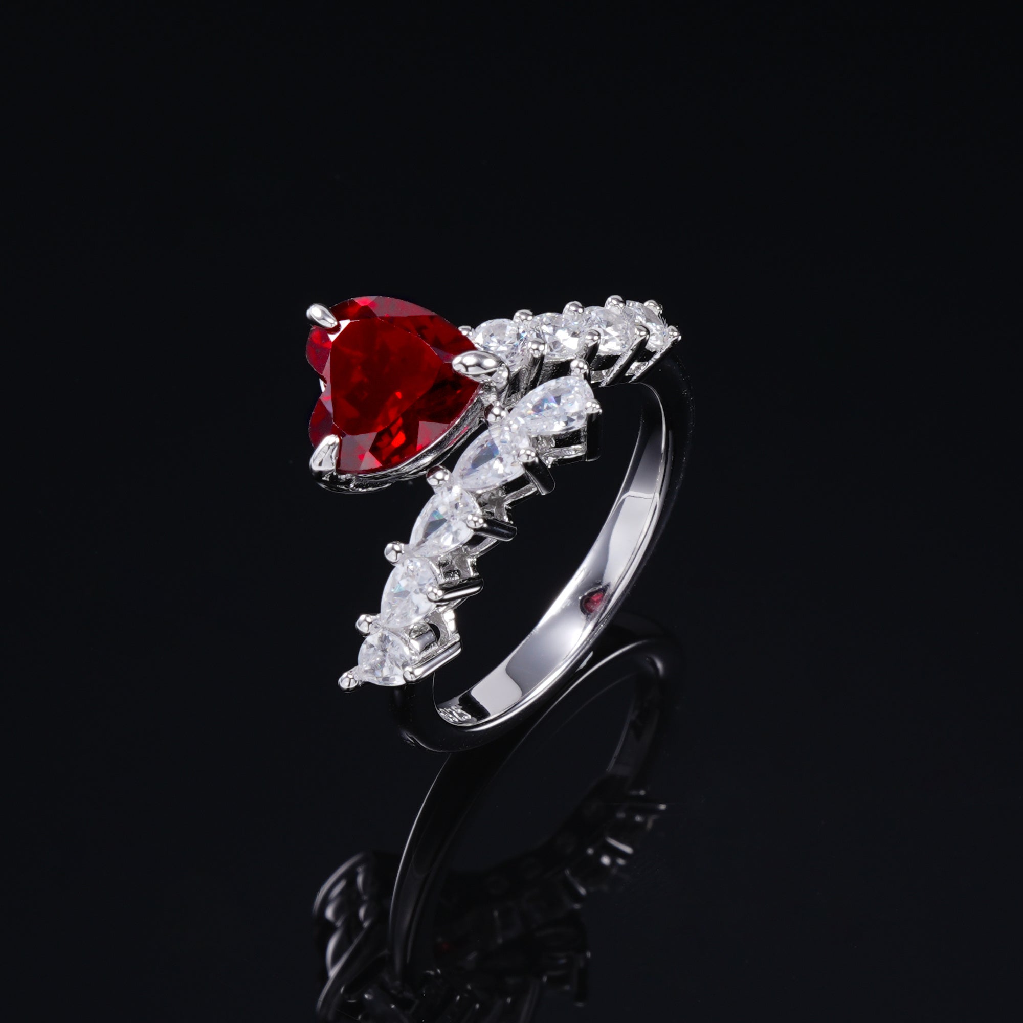 With Brilliance, Guarding a Heart | Heart-Shaped Lab-Created Emerald Diamond Ring