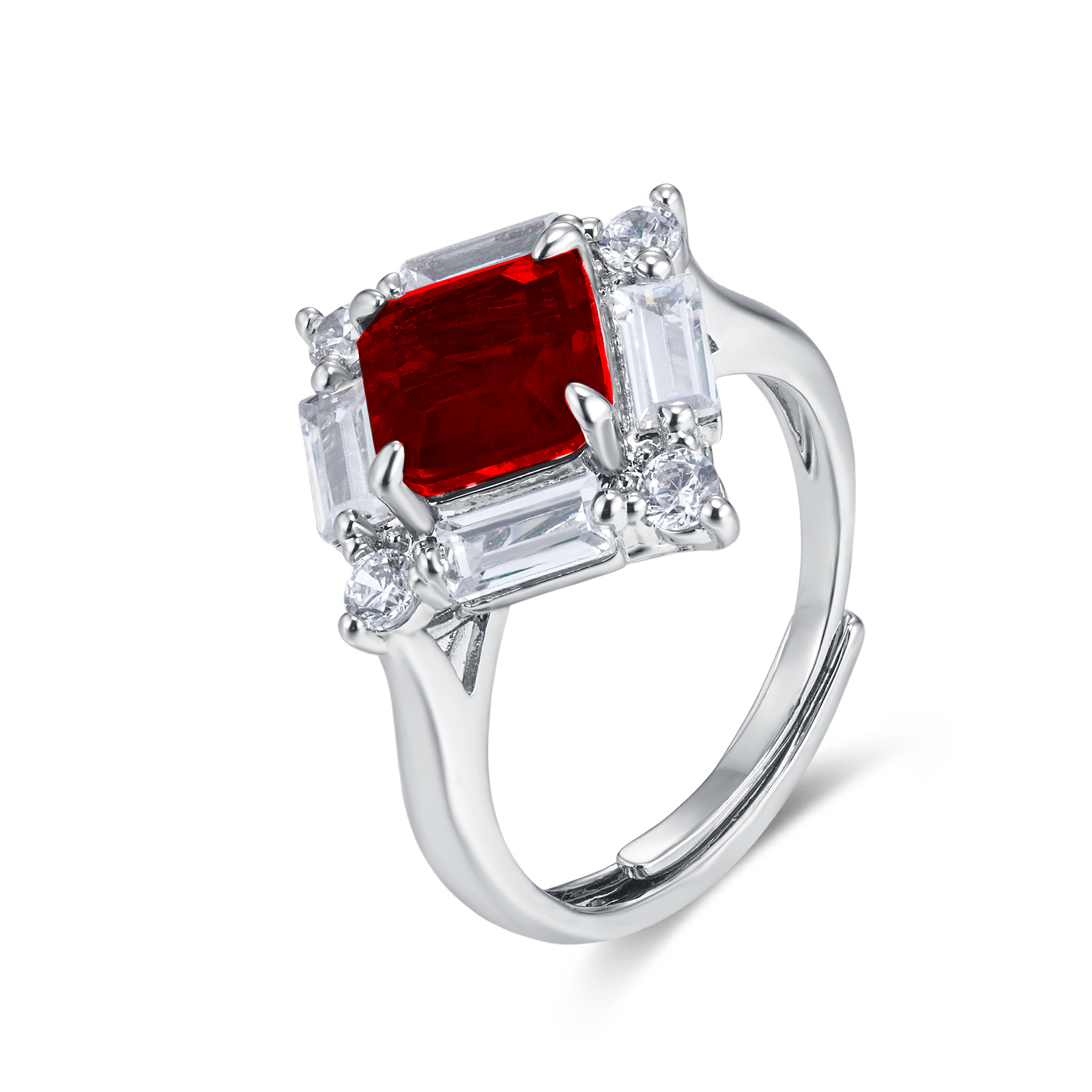 Confined Brilliance | Full Pave Diamond Surround Square Lab-Created Emerald Ring