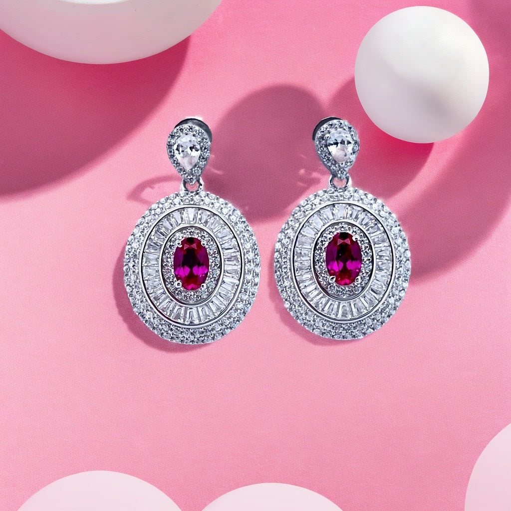 Cascade of Radiance | Cluster Diamond Drop Lab-Created Emerald Earrings