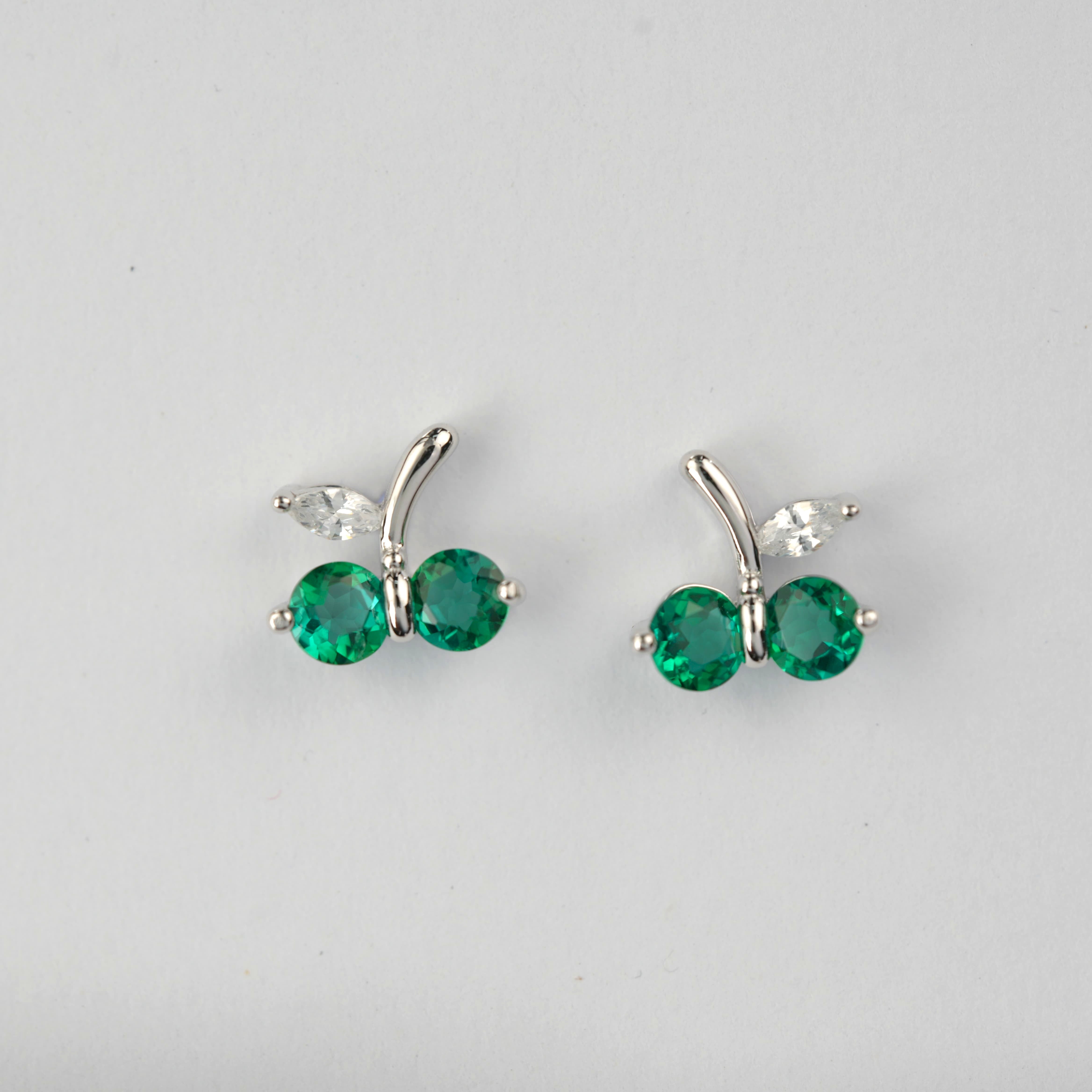 Paired Pearl Radiance | Double Round Lab-Created Emerald Diamond Studs