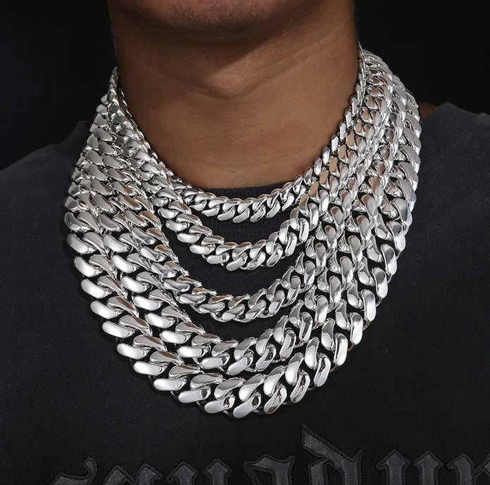 12-18mm Cuban chain and bracelet set, 18K Gold