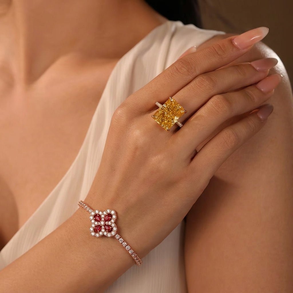 Ruby Clover Bracelet
