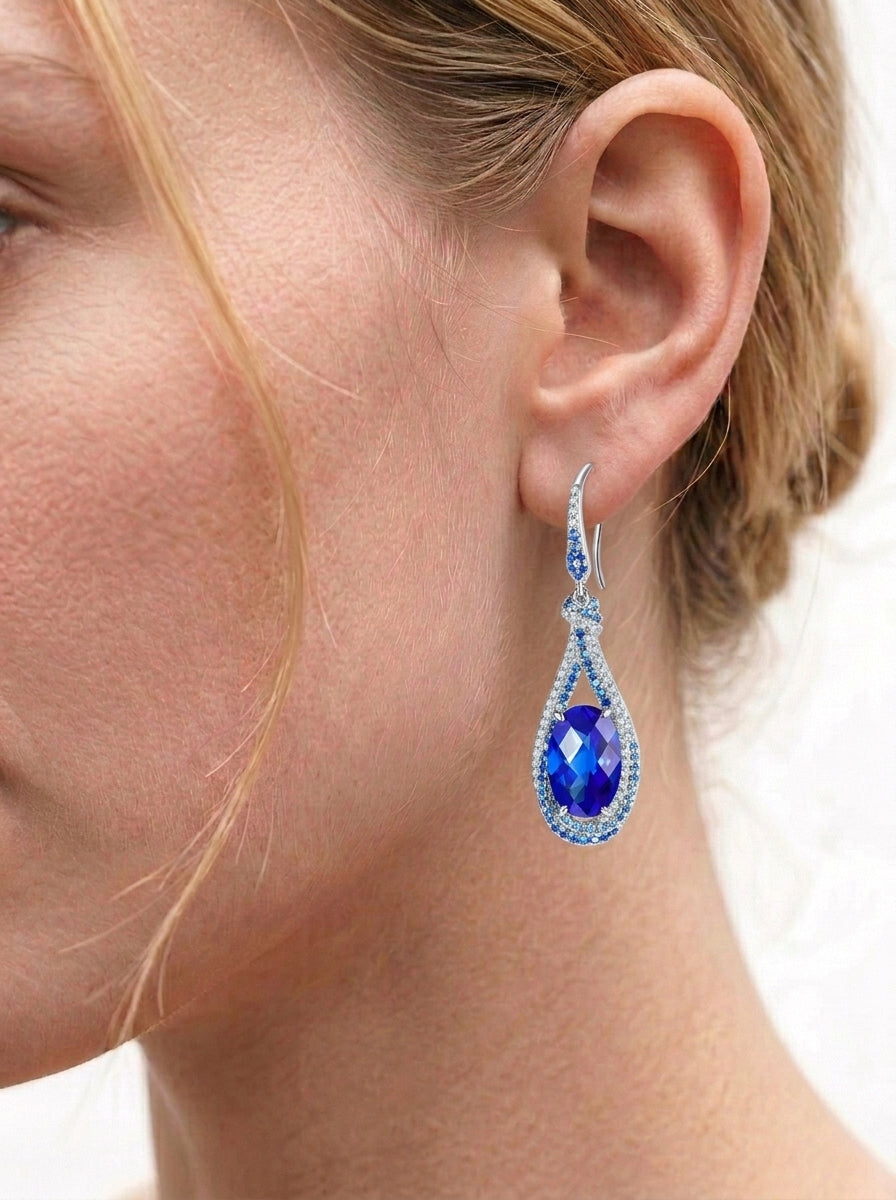 Teardrop Sapphire Dangle Earrings