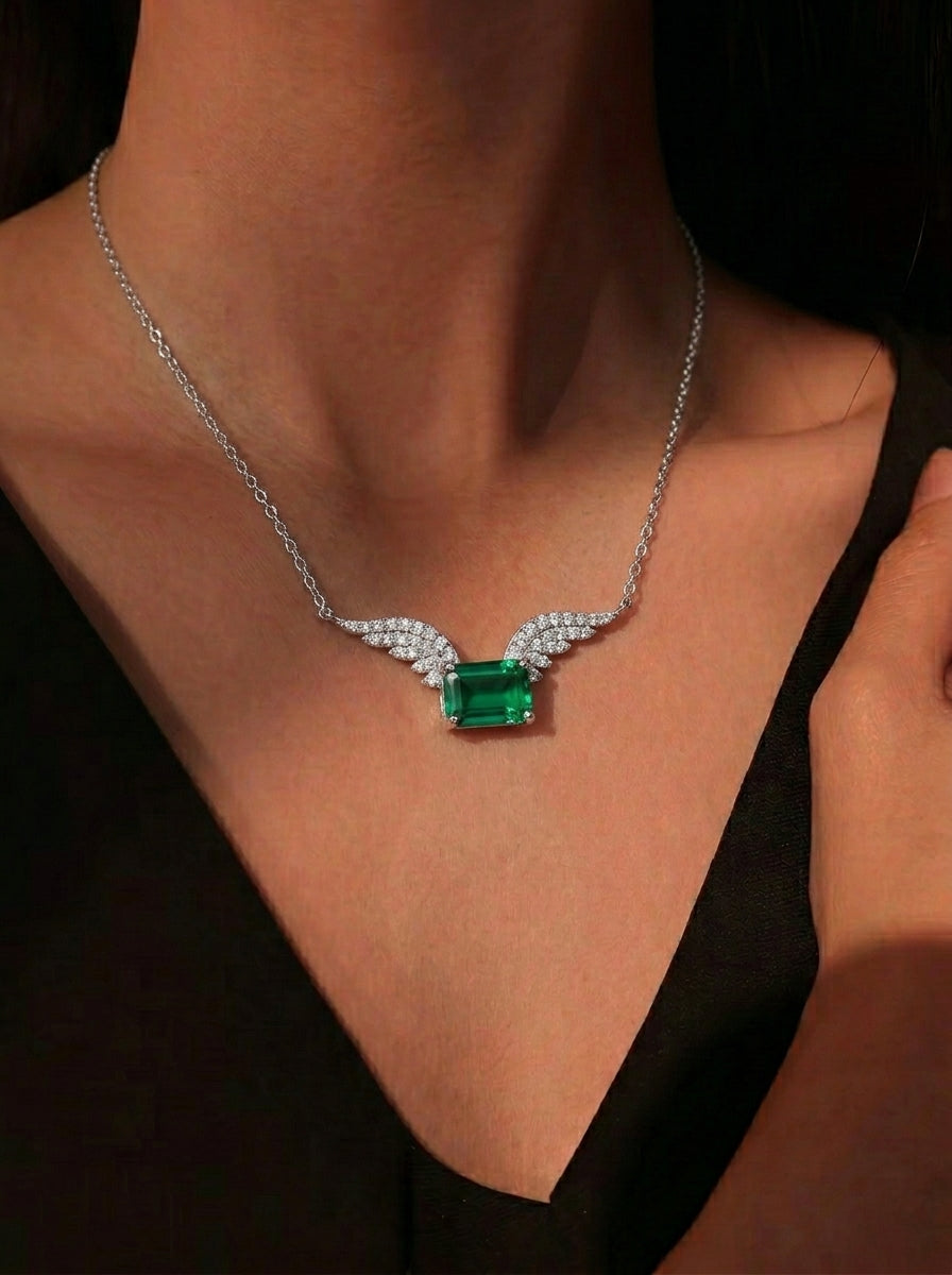 Winged Emerald Statement Necklace