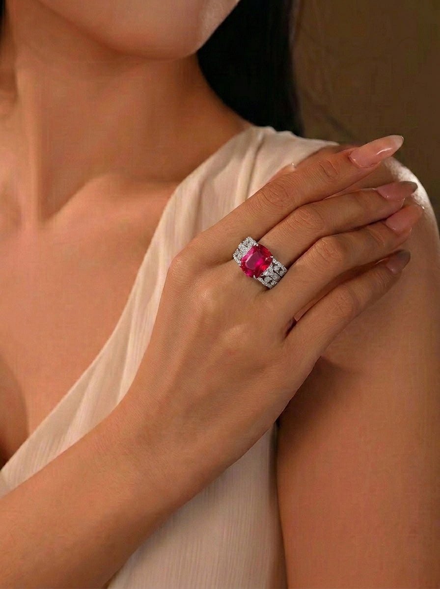 Ruby Cocktail Ring Set