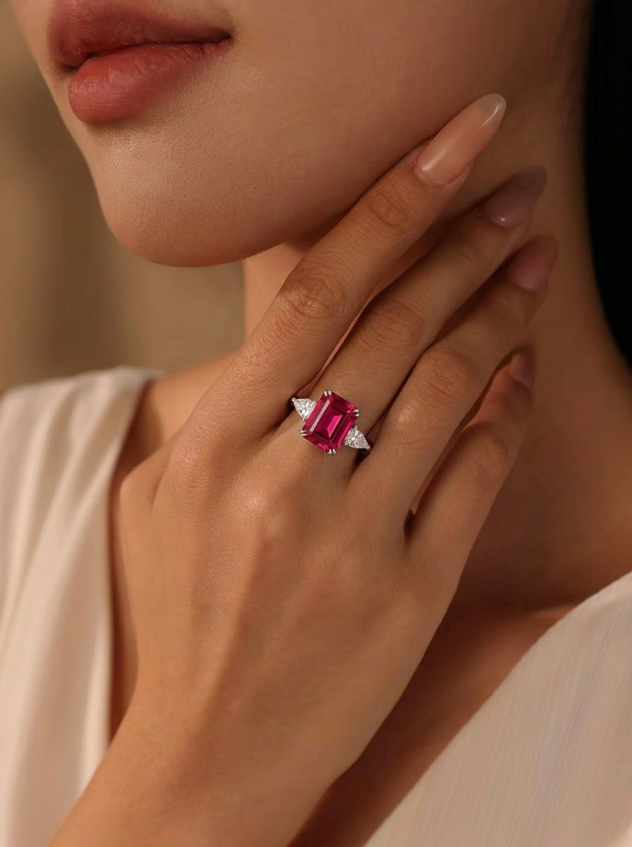 Emerald Cut Ruby Ring
